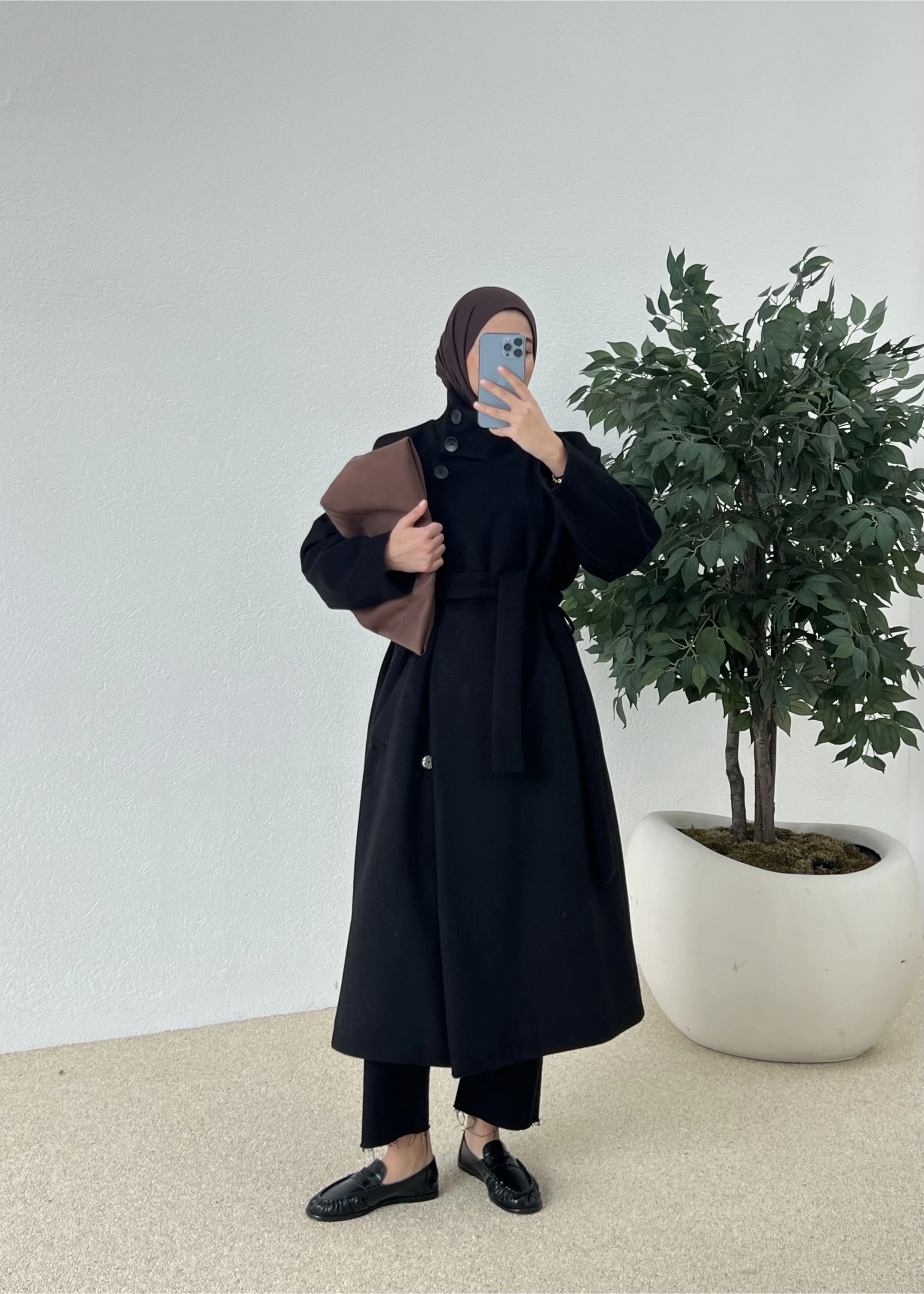 PREMİUM İTHAL KAŞE KABAN DİK YAKA siyah