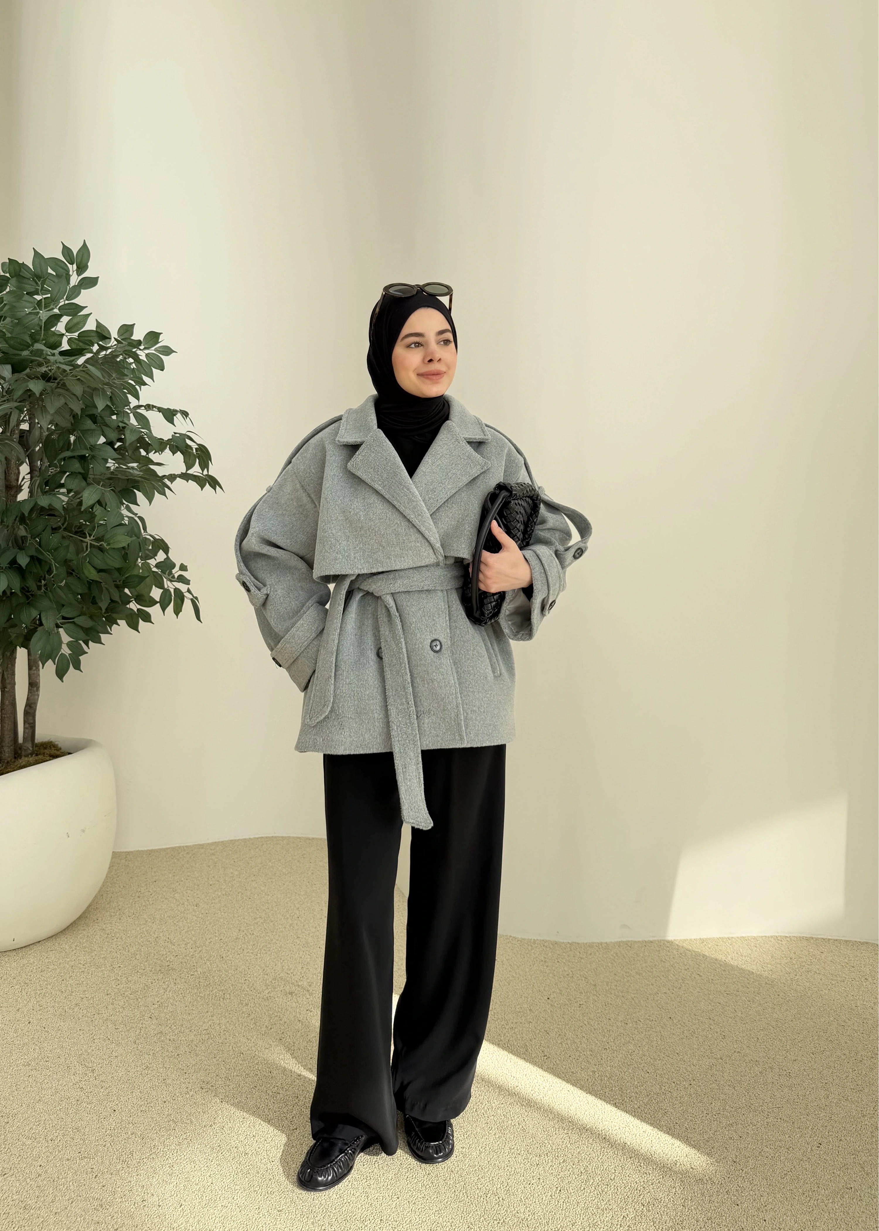 PREMİUM KALİTE KABAN YÜN DOKULU koka gri