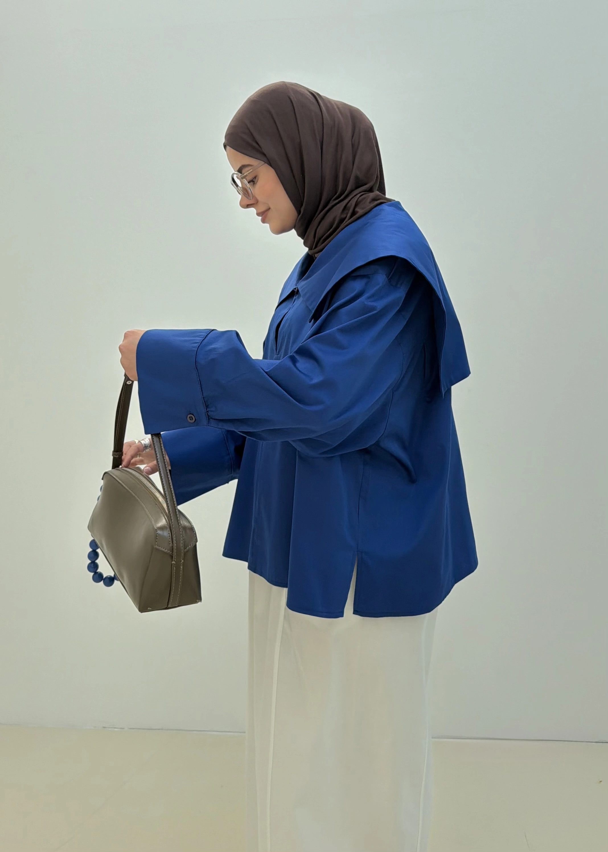 RUBY CAPE BLUZ SAKS MAVİ