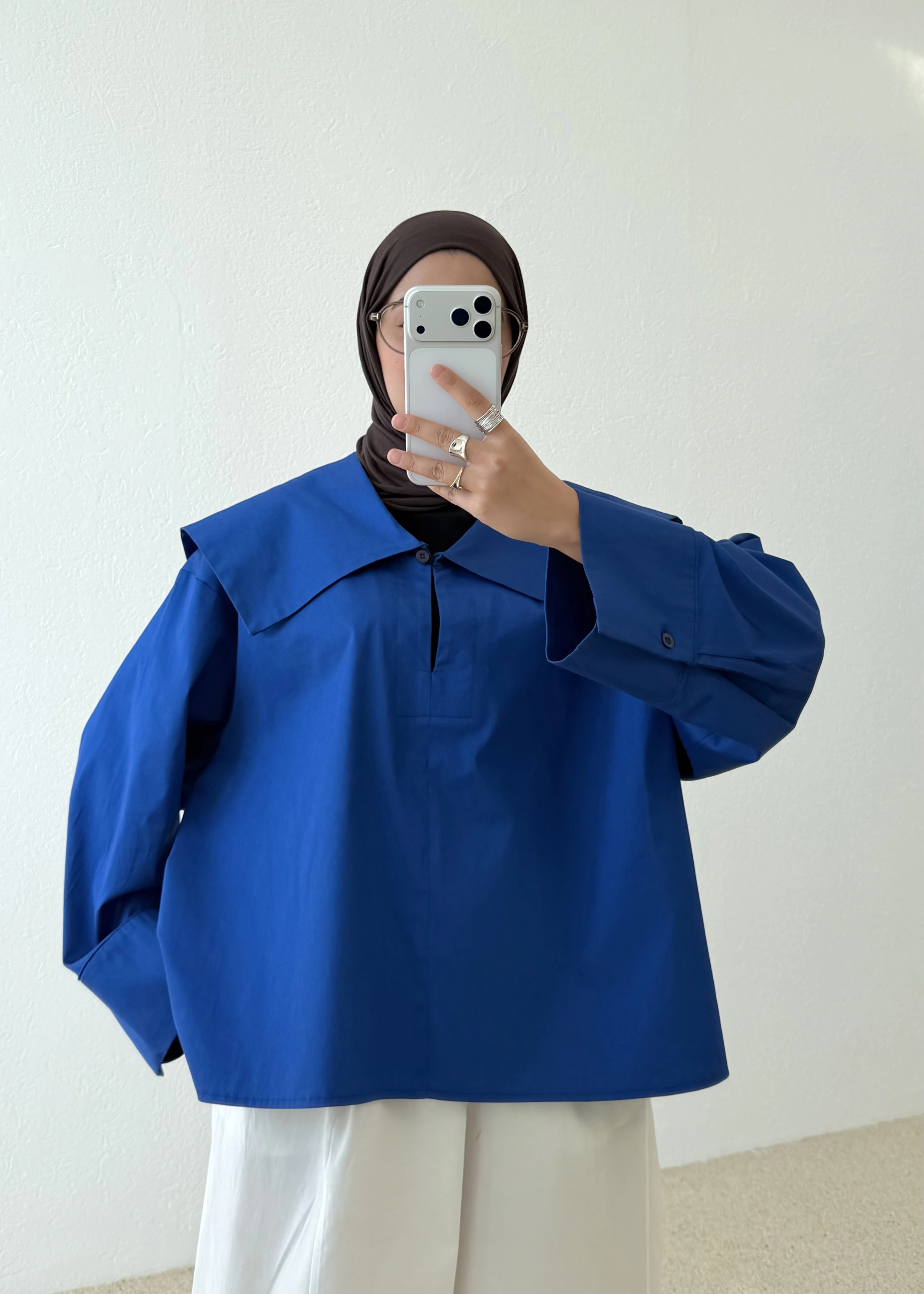 RUBY CAPE BLUZ SAKS MAVİ