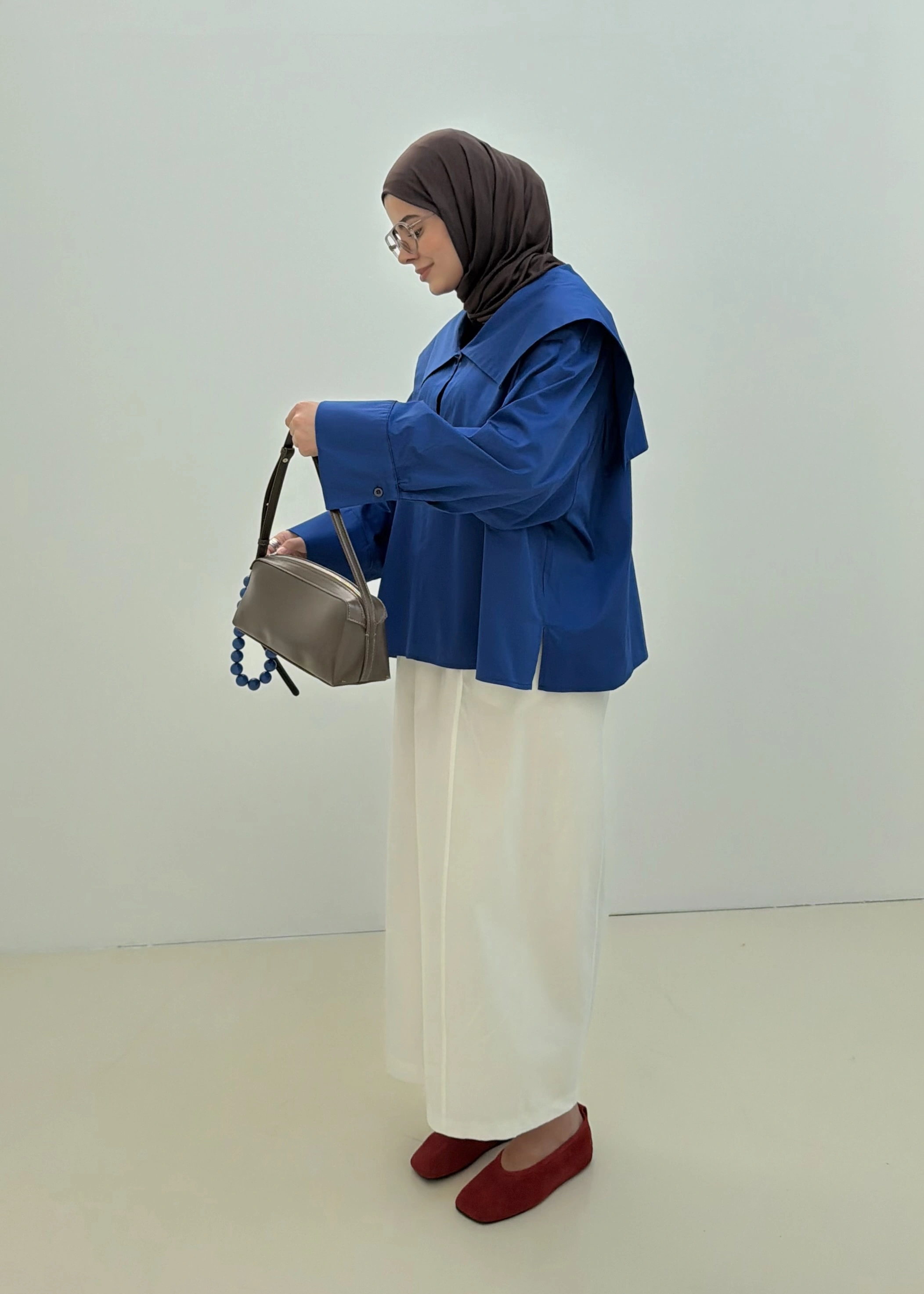 RUBY CAPE BLUZ SAKS MAVİ