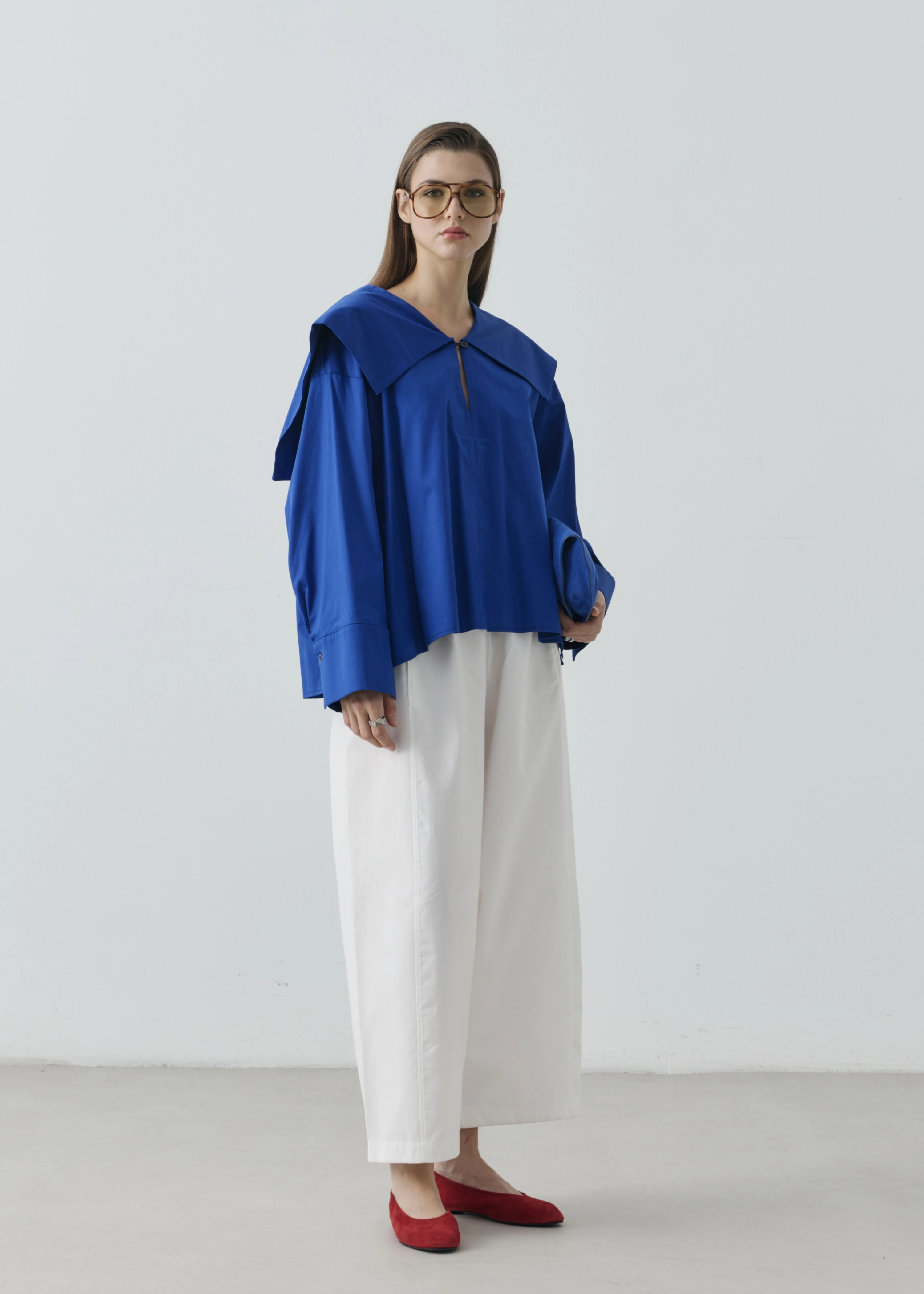 RUBY CAPE BLUZ SAKS MAVİ