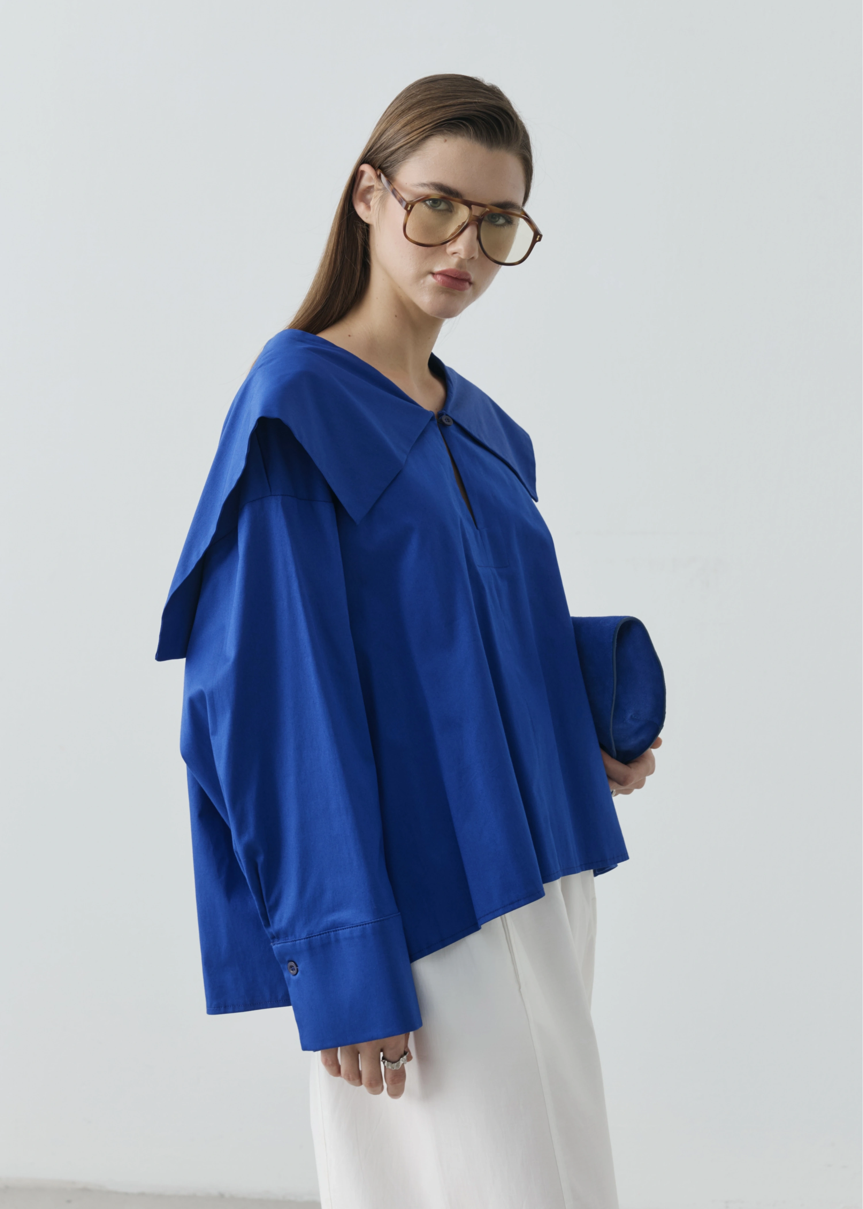 RUBY CAPE BLUZ SAKS MAVİ