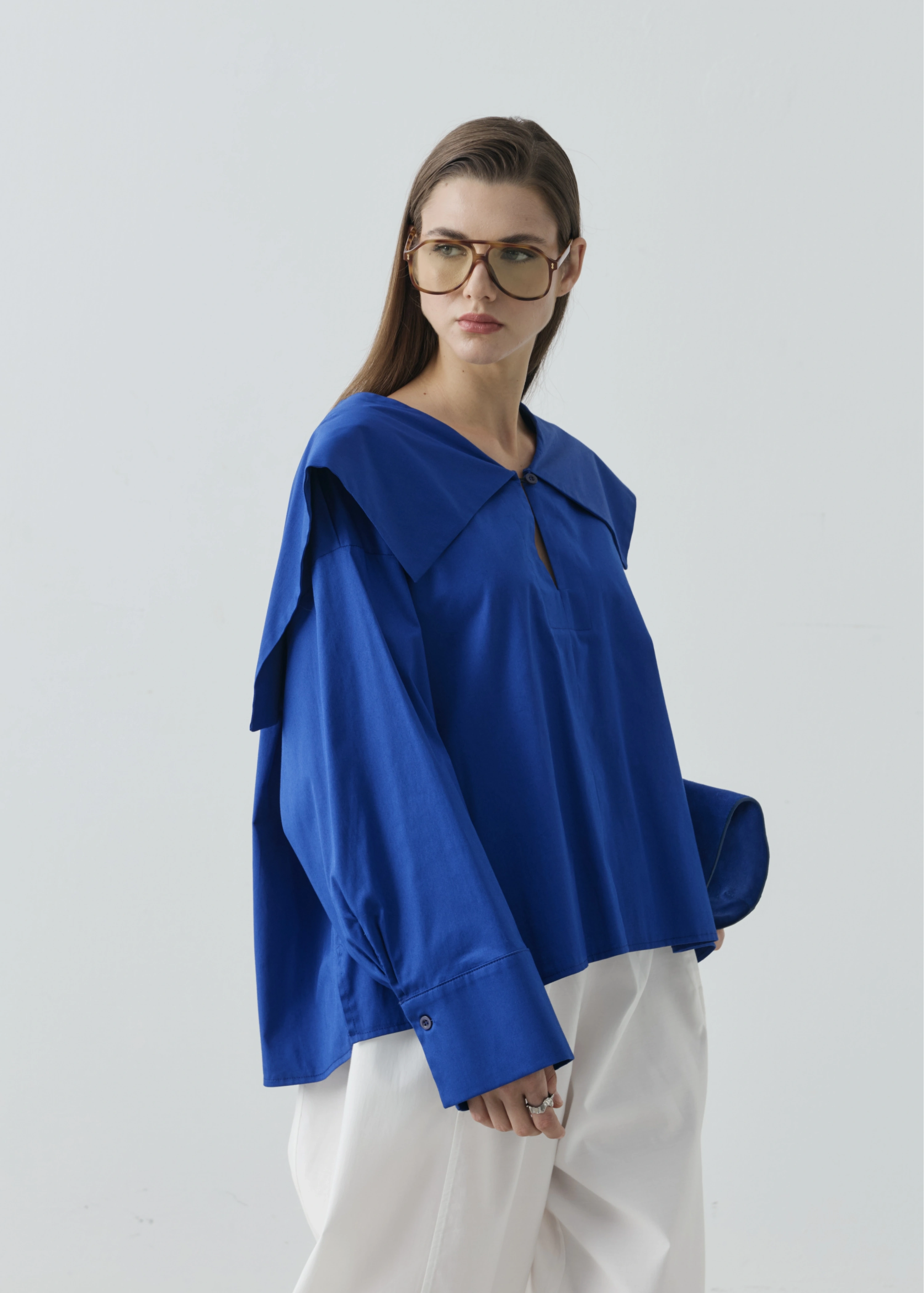 RUBY CAPE BLUZ SAKS MAVİ