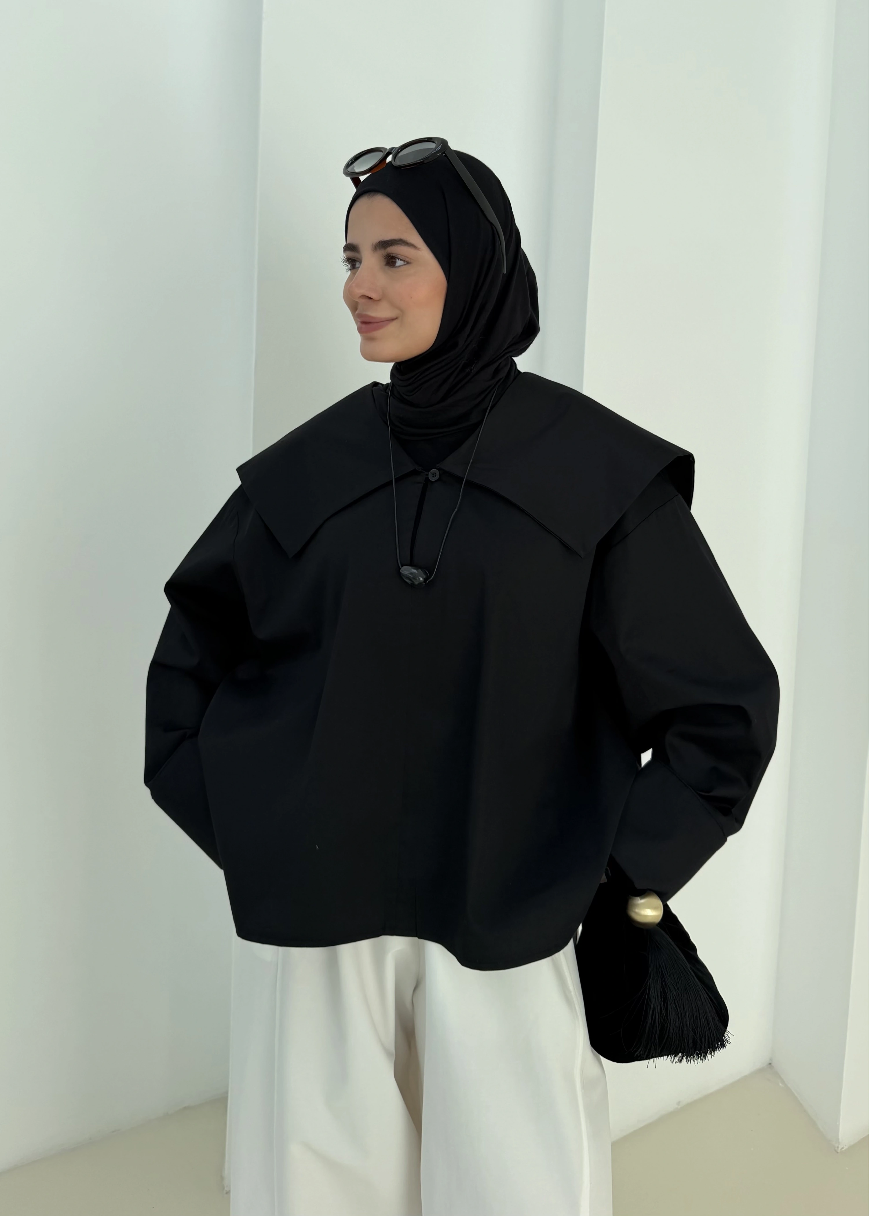 RUBY CAPE BLUZ SİYAH