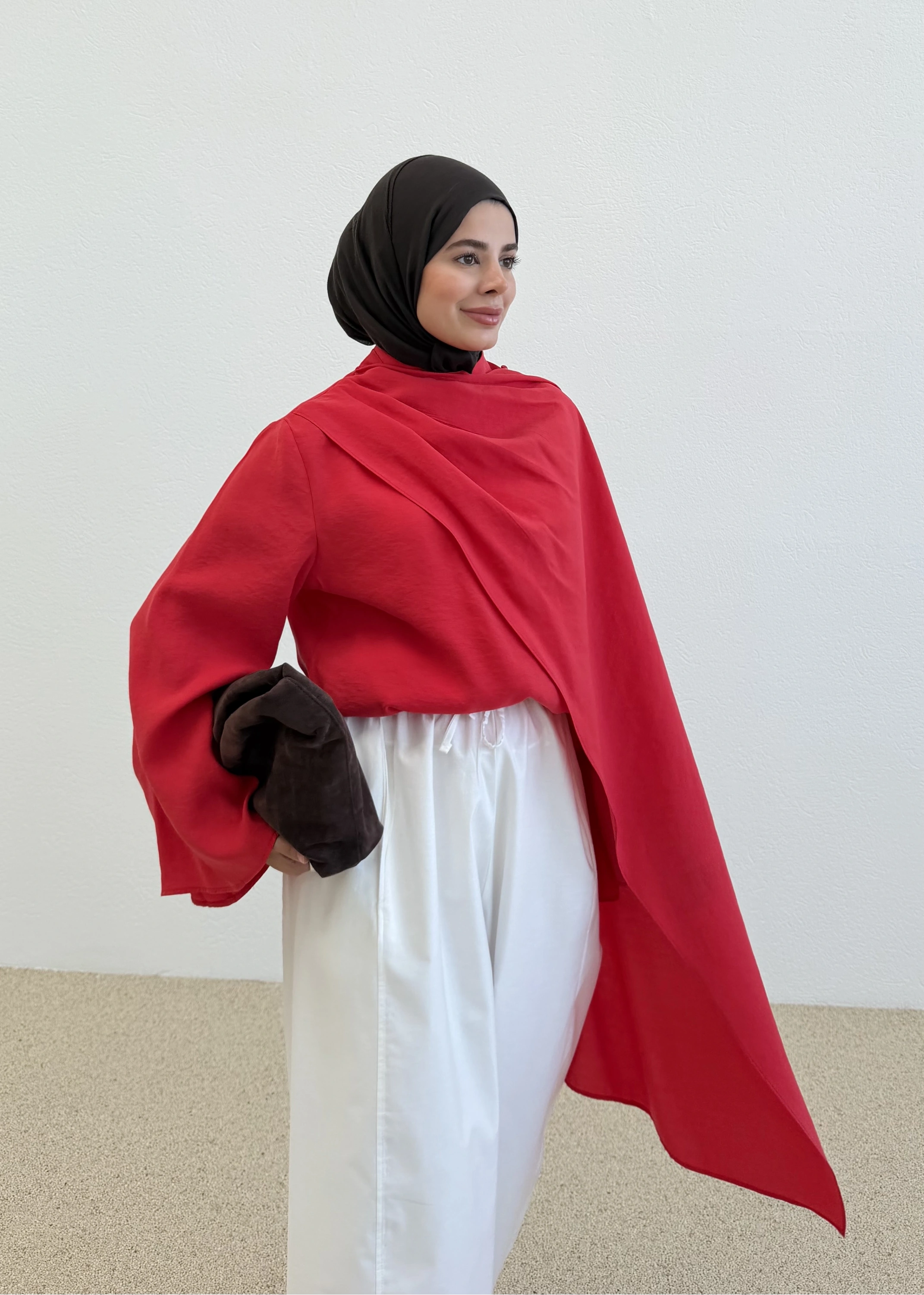 RUBY ŞAL BLUZ KIRMIZI