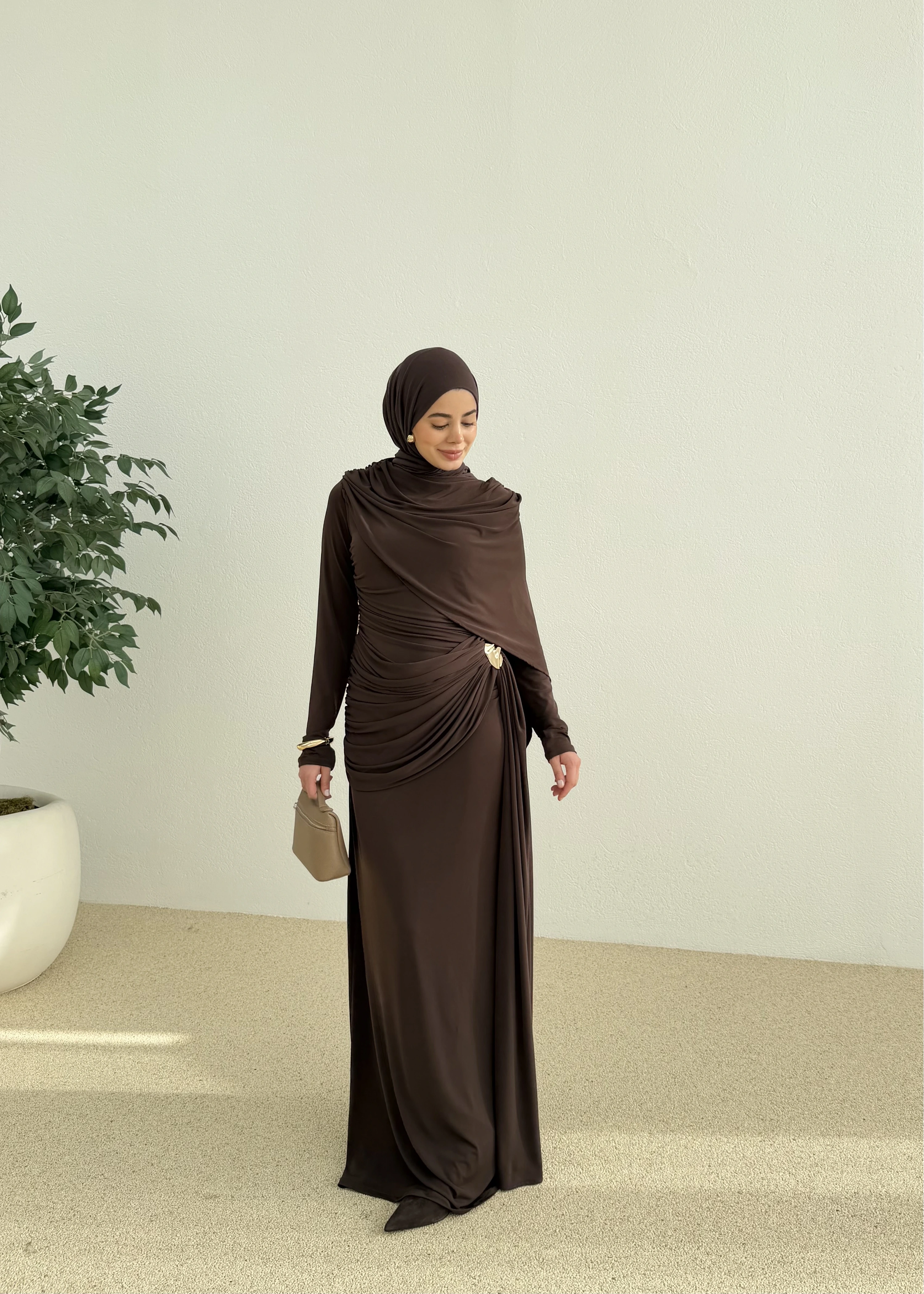 SANDY ARABİC ELBİSE ACI KAHVE