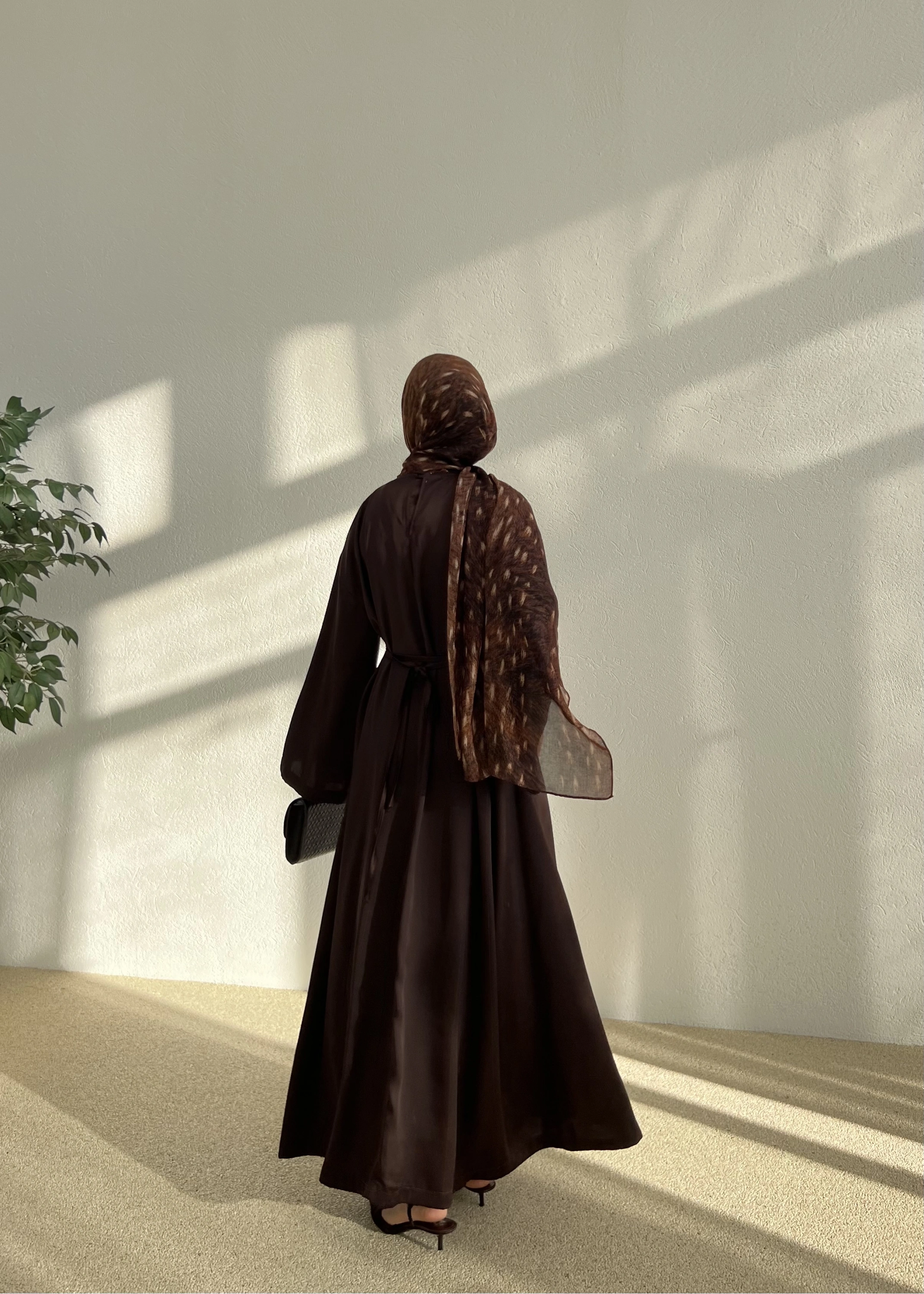 SATEN AYARLANABİLİR BEL ELBİSE kahve