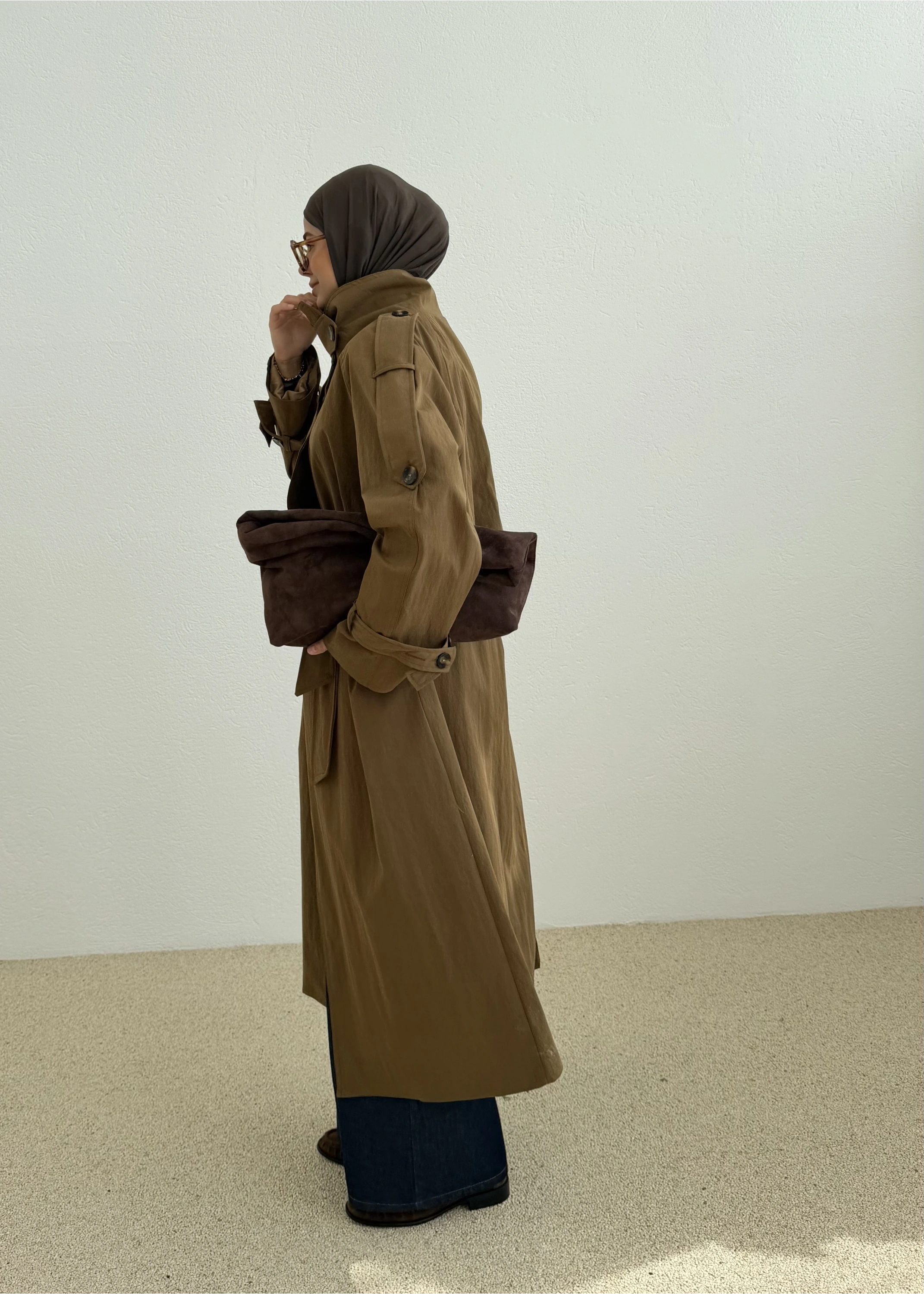 9781 SELECTİON - UZUN PREMİUM OVERSİZE TRENÇKOT CAMEL