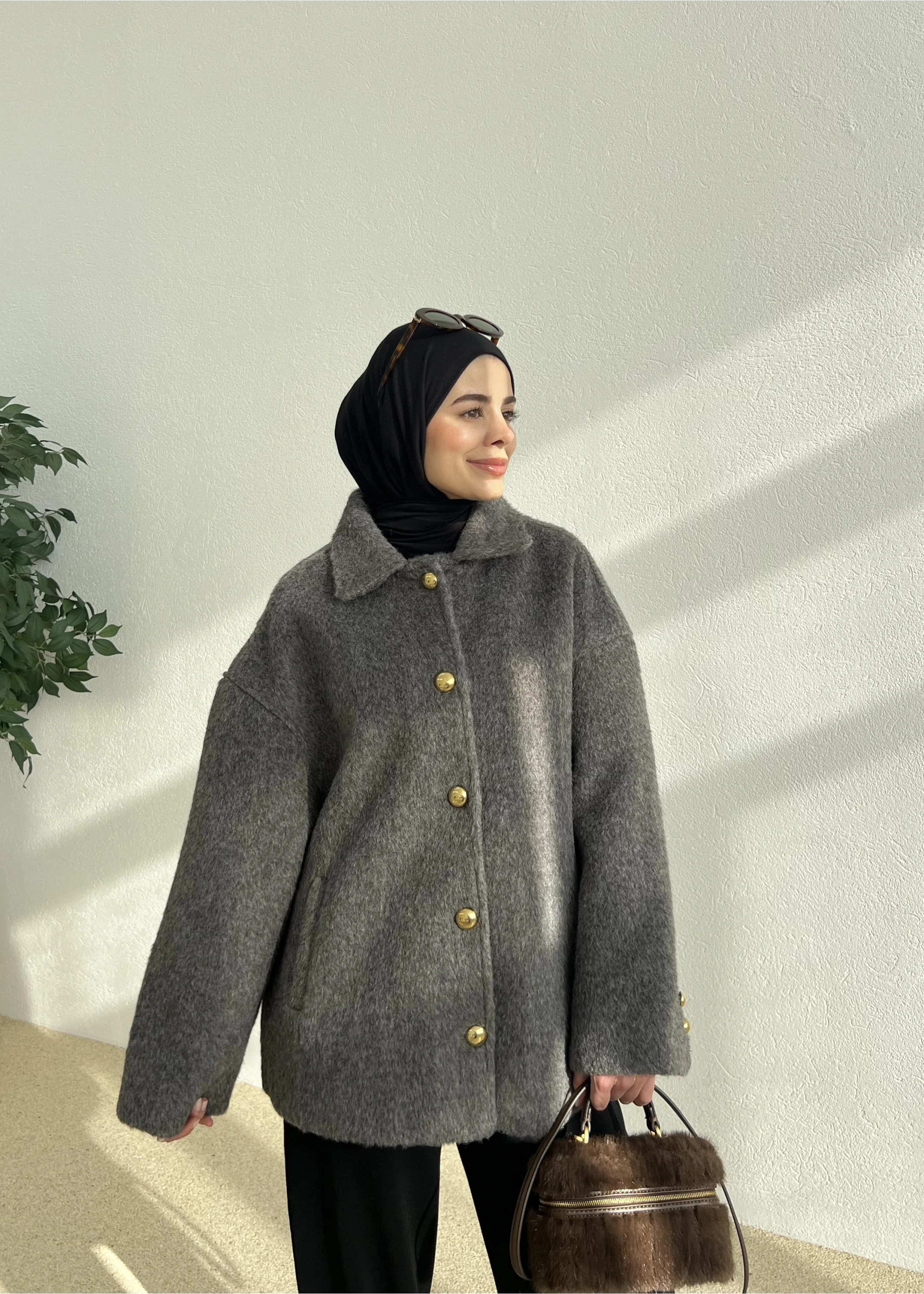 SİLVER DÜĞME KABAN Antrasit