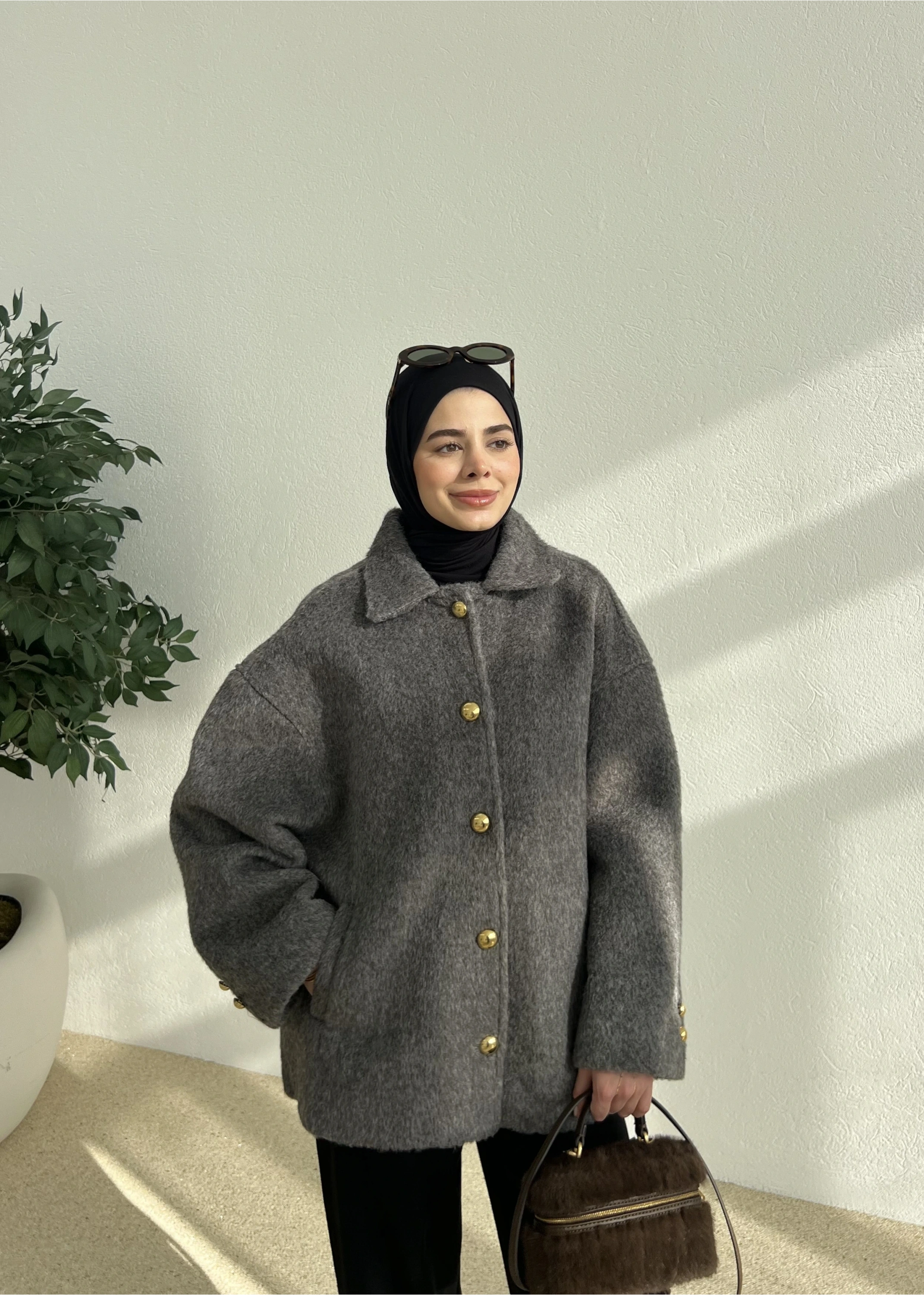 SİLVER DÜĞME KABAN Antrasit