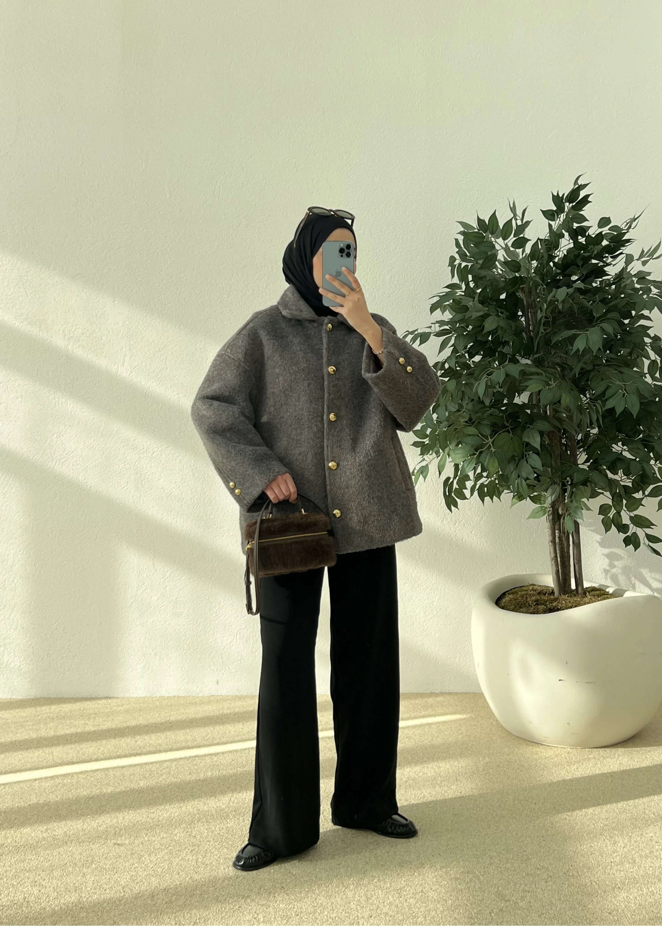 SİLVER DÜĞME KABAN Antrasit