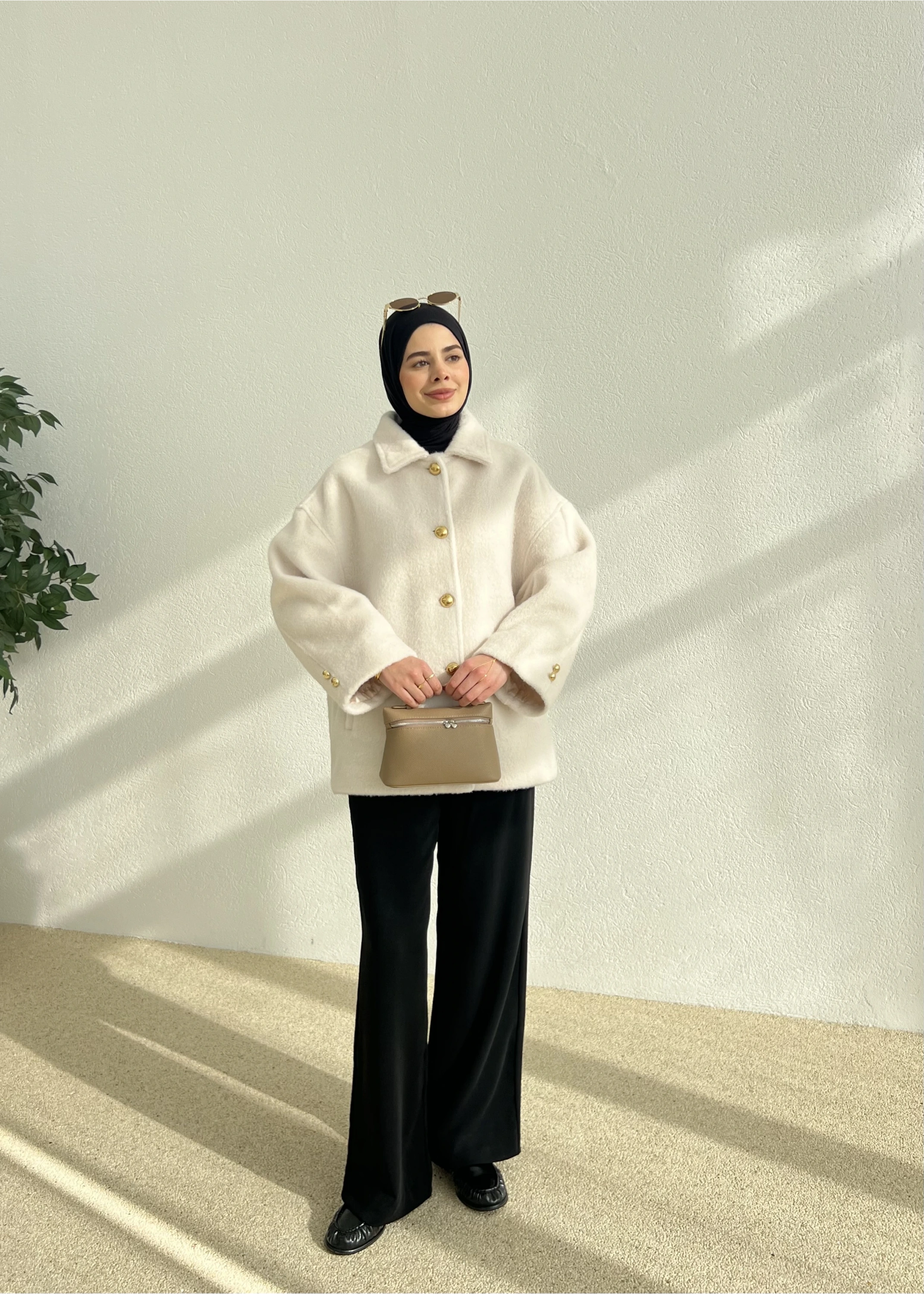 SİLVER DÜĞME KABAN BEJ