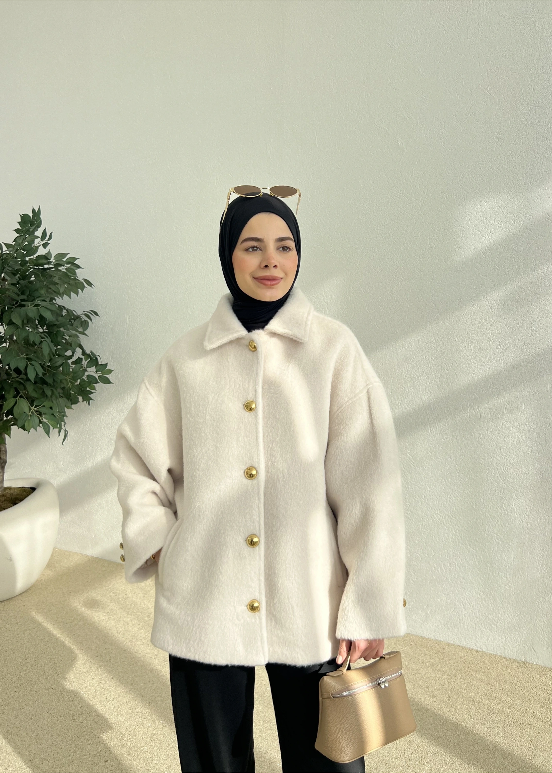 SİLVER DÜĞME KABAN BEJ