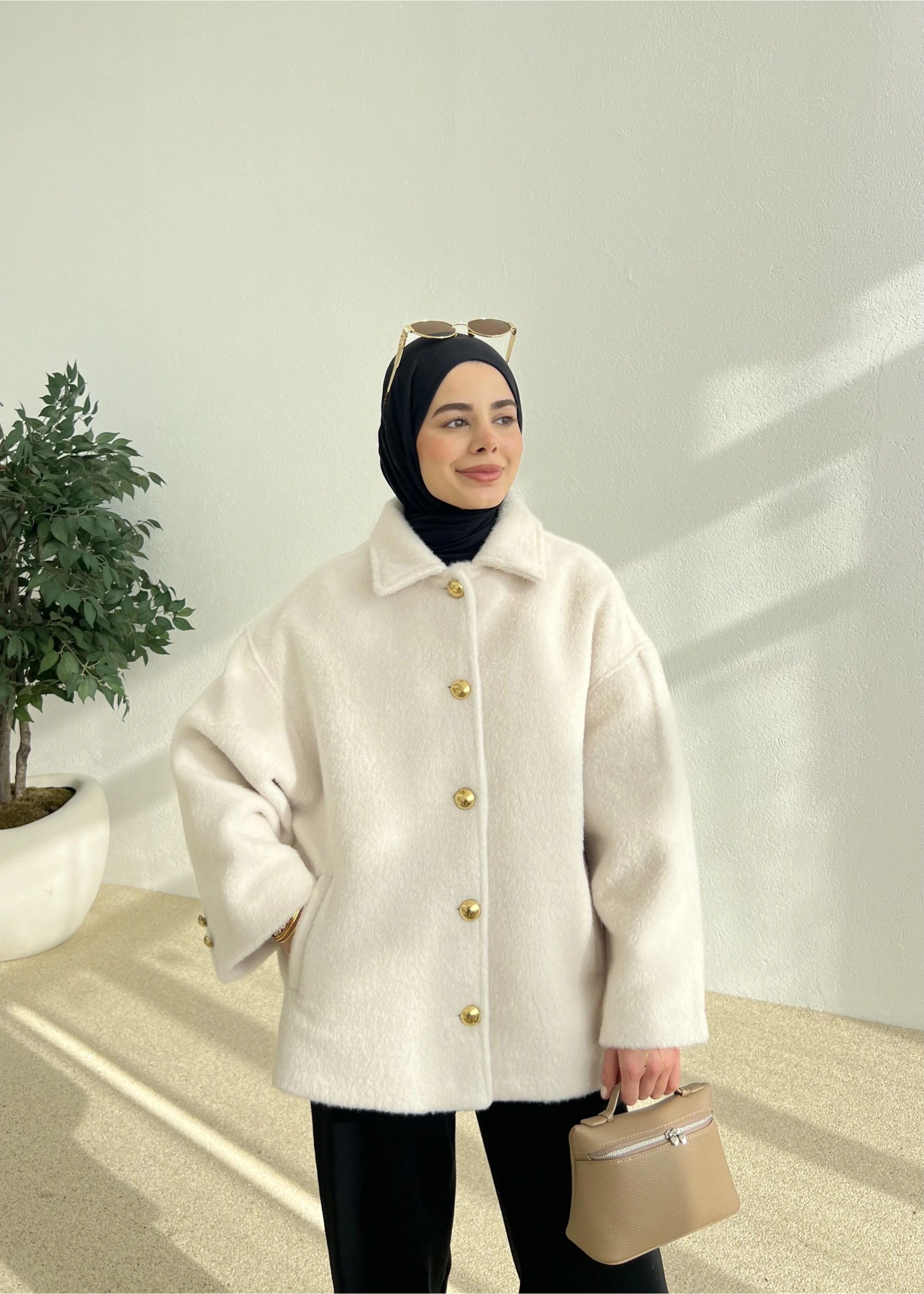 SİLVER DÜĞME KABAN BEJ