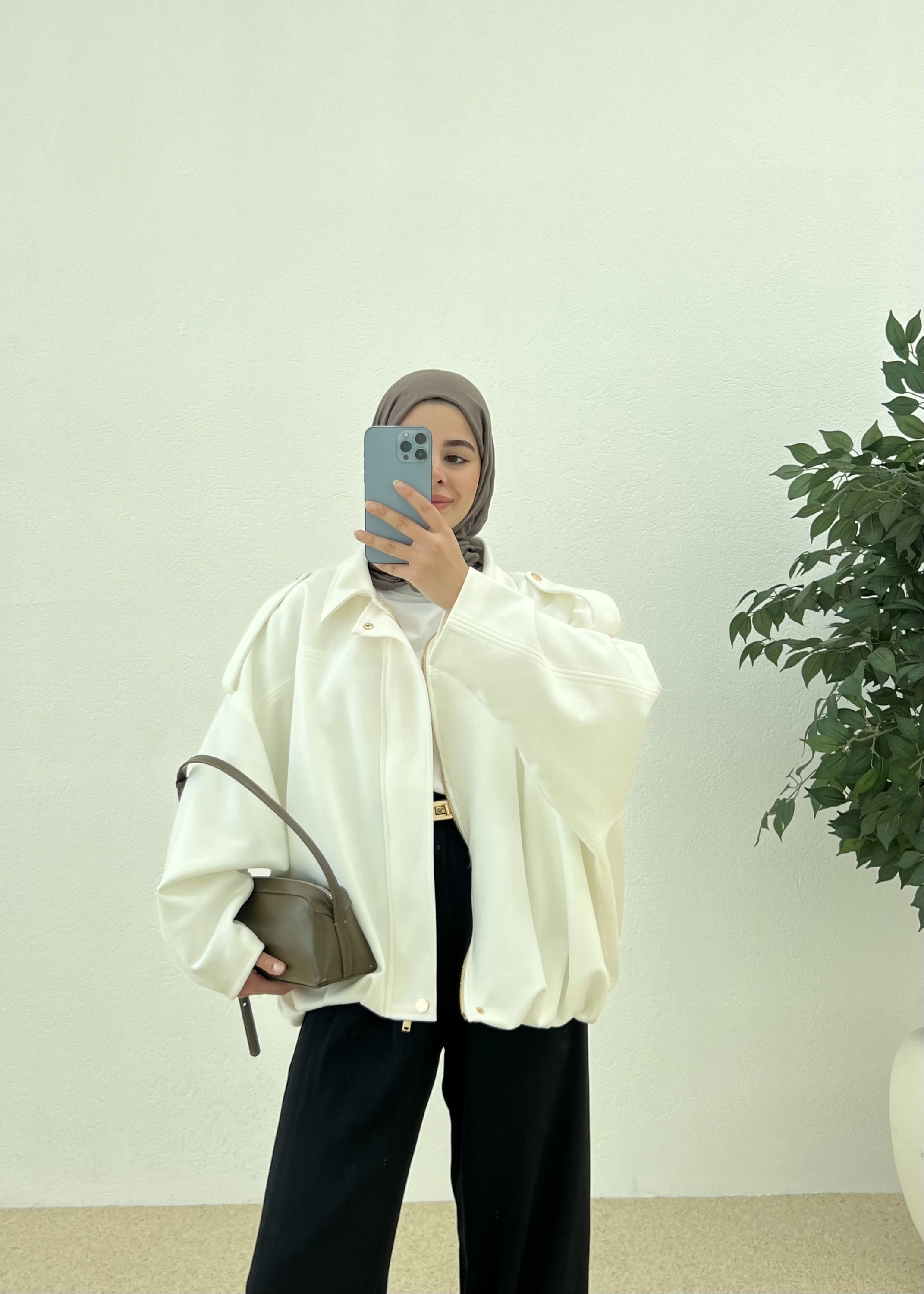 00 SÜET BOMBER CEKET ekru