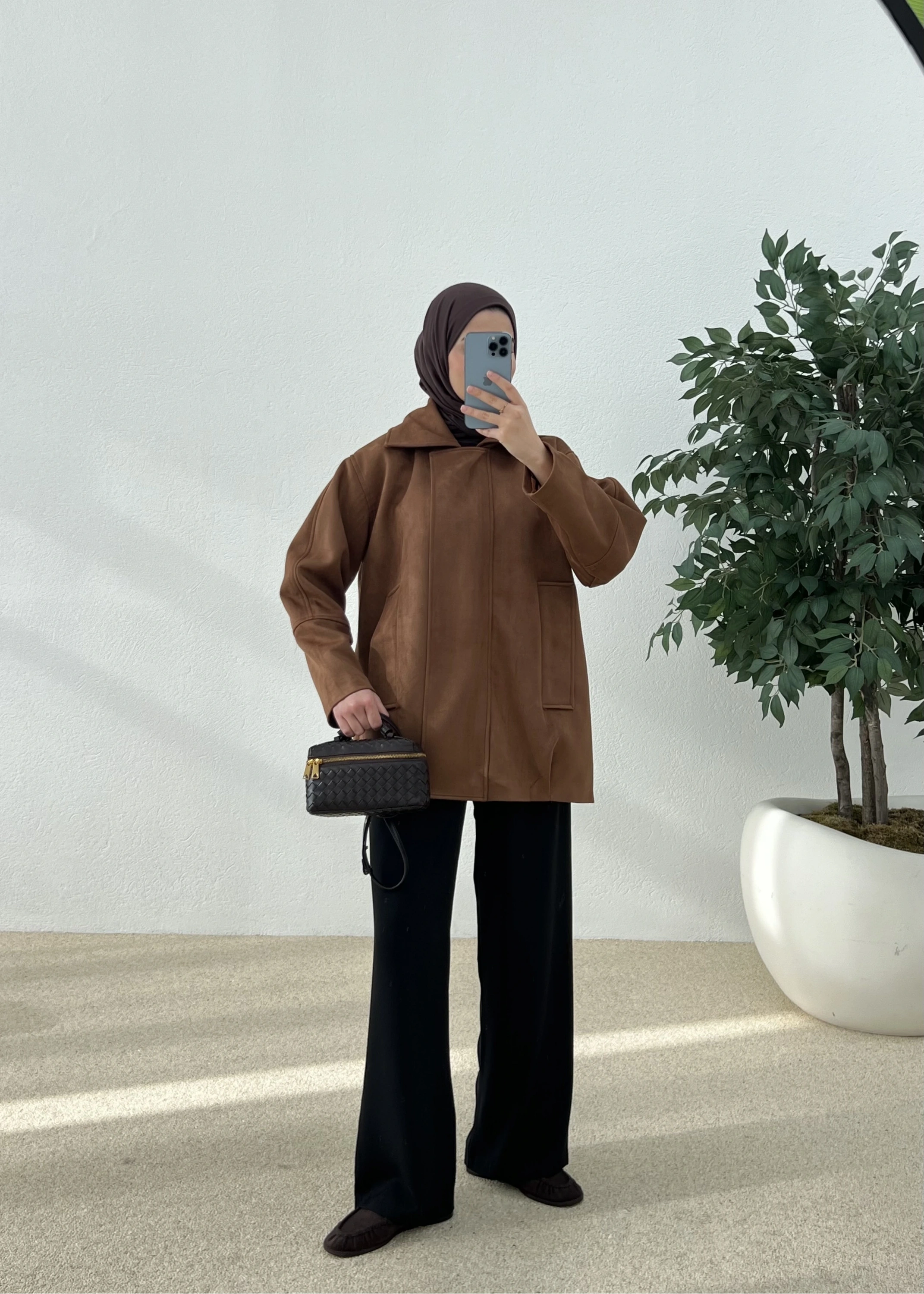 SÜET BOMBER CEKET kahve