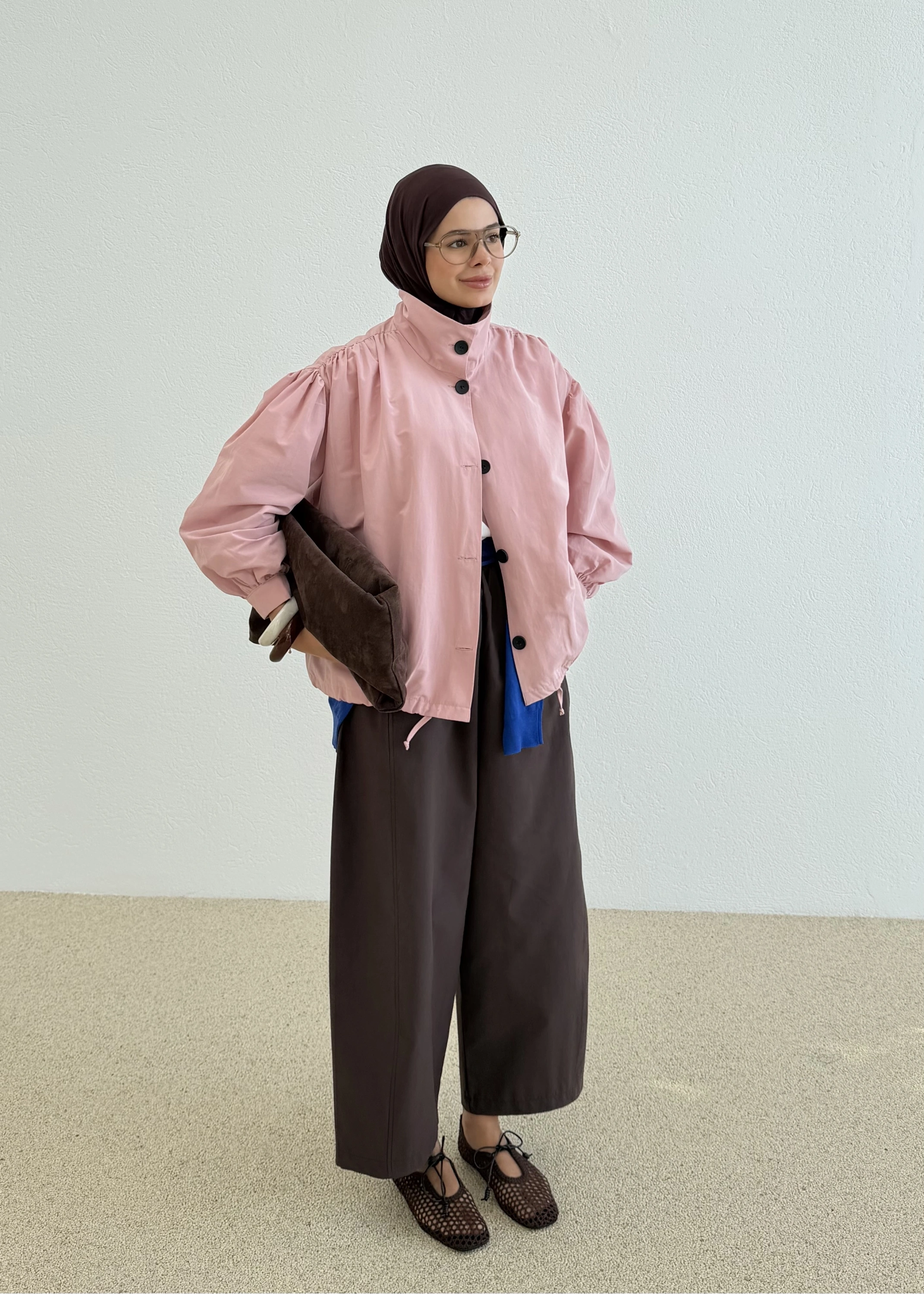 7746 SWAN DÜĞMELİ ASTARLI BOMBER pembe