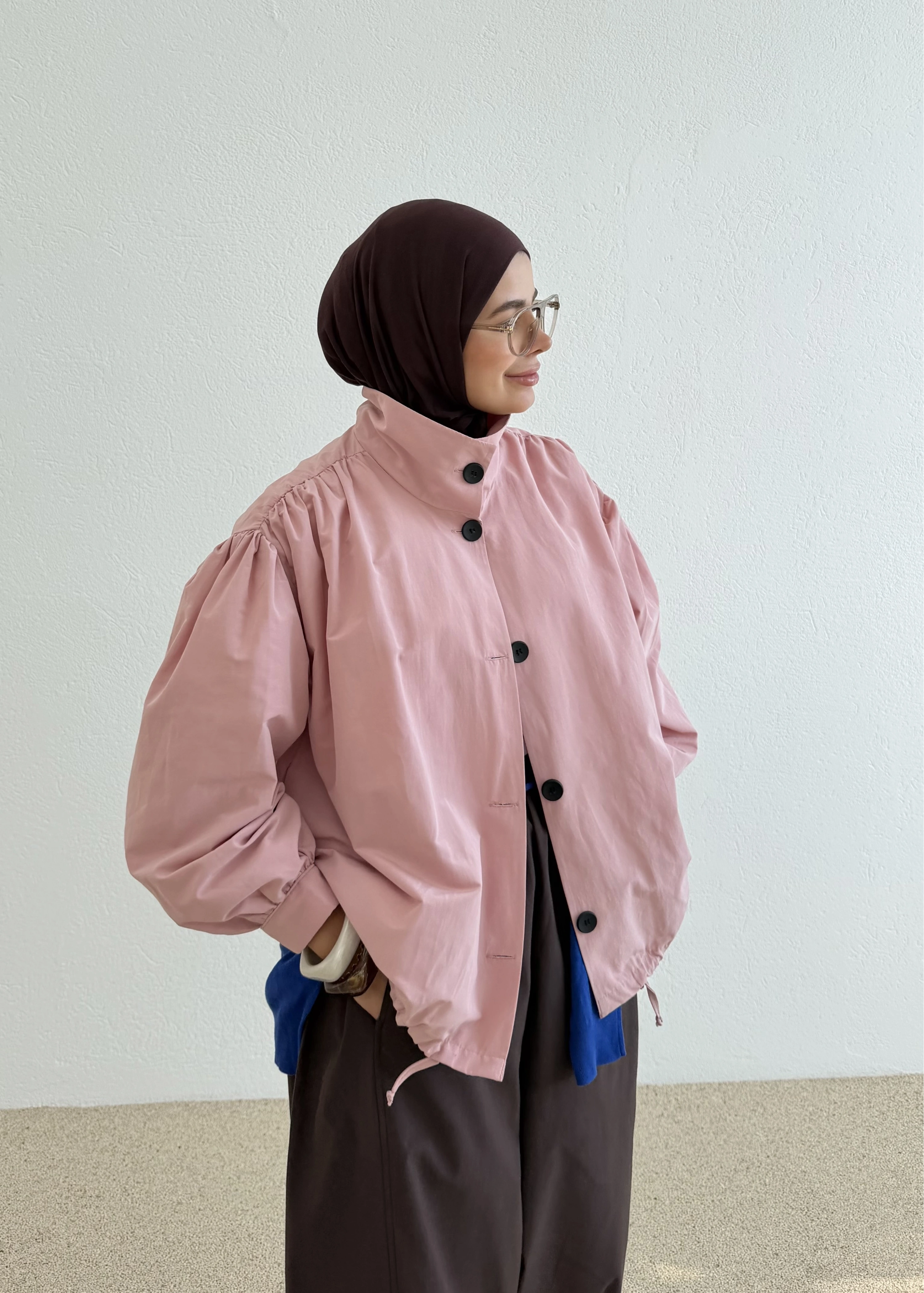 7746 SWAN DÜĞMELİ ASTARLI BOMBER pembe