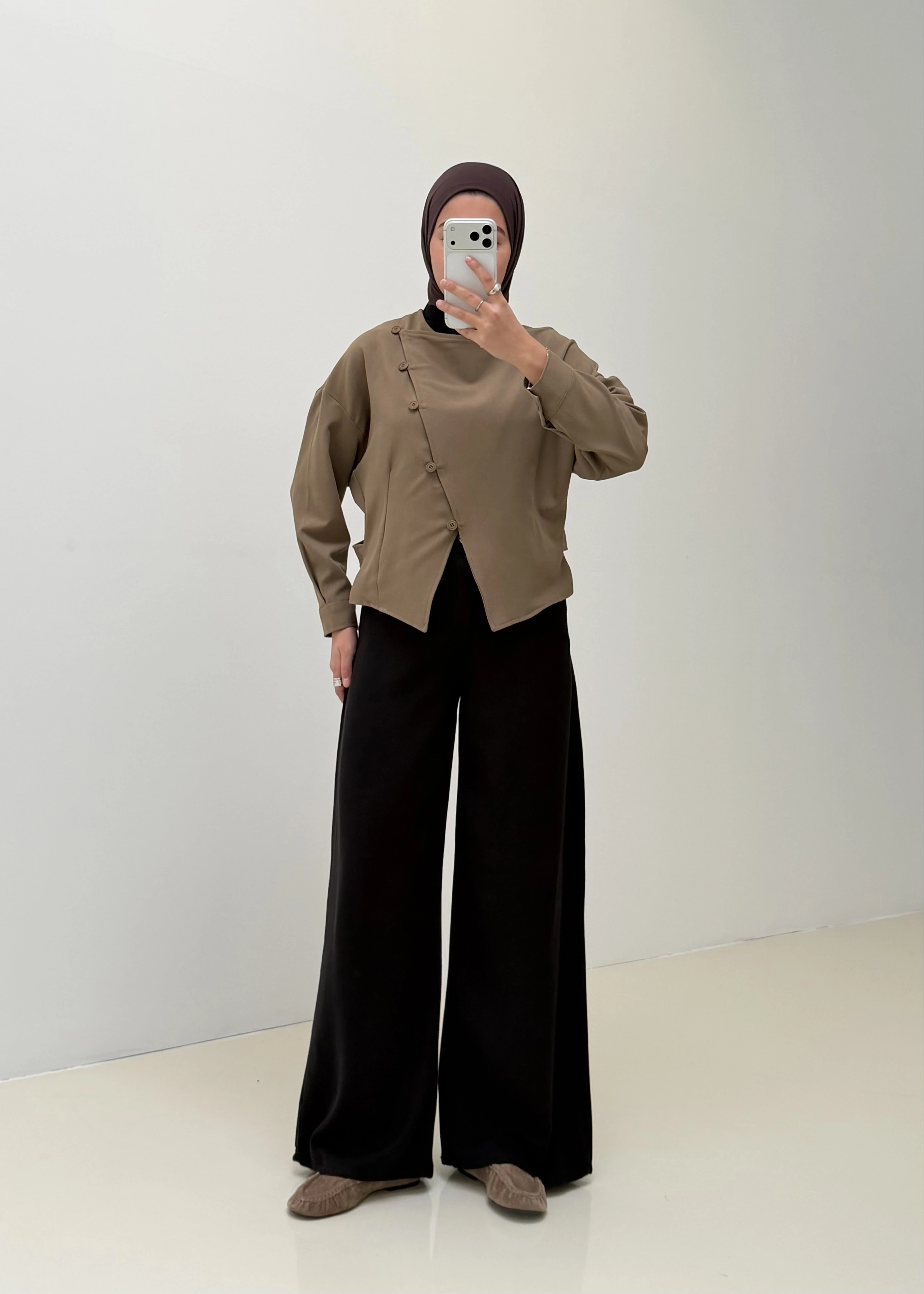 TENCEL DÖKÜMLÜ PANTOLON SİYAH