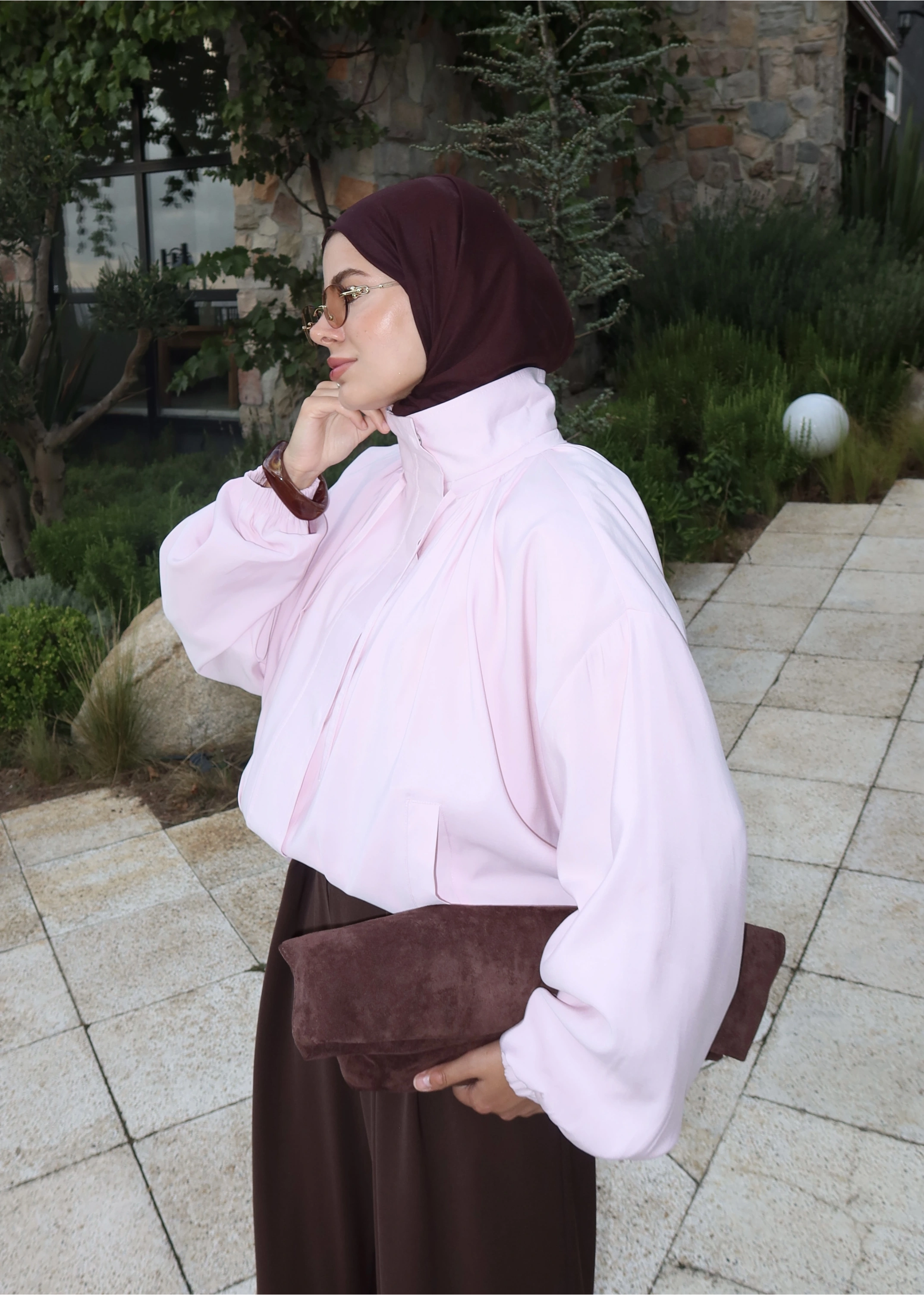 TENSEL BOMBER CEKET TOZ PEMBE