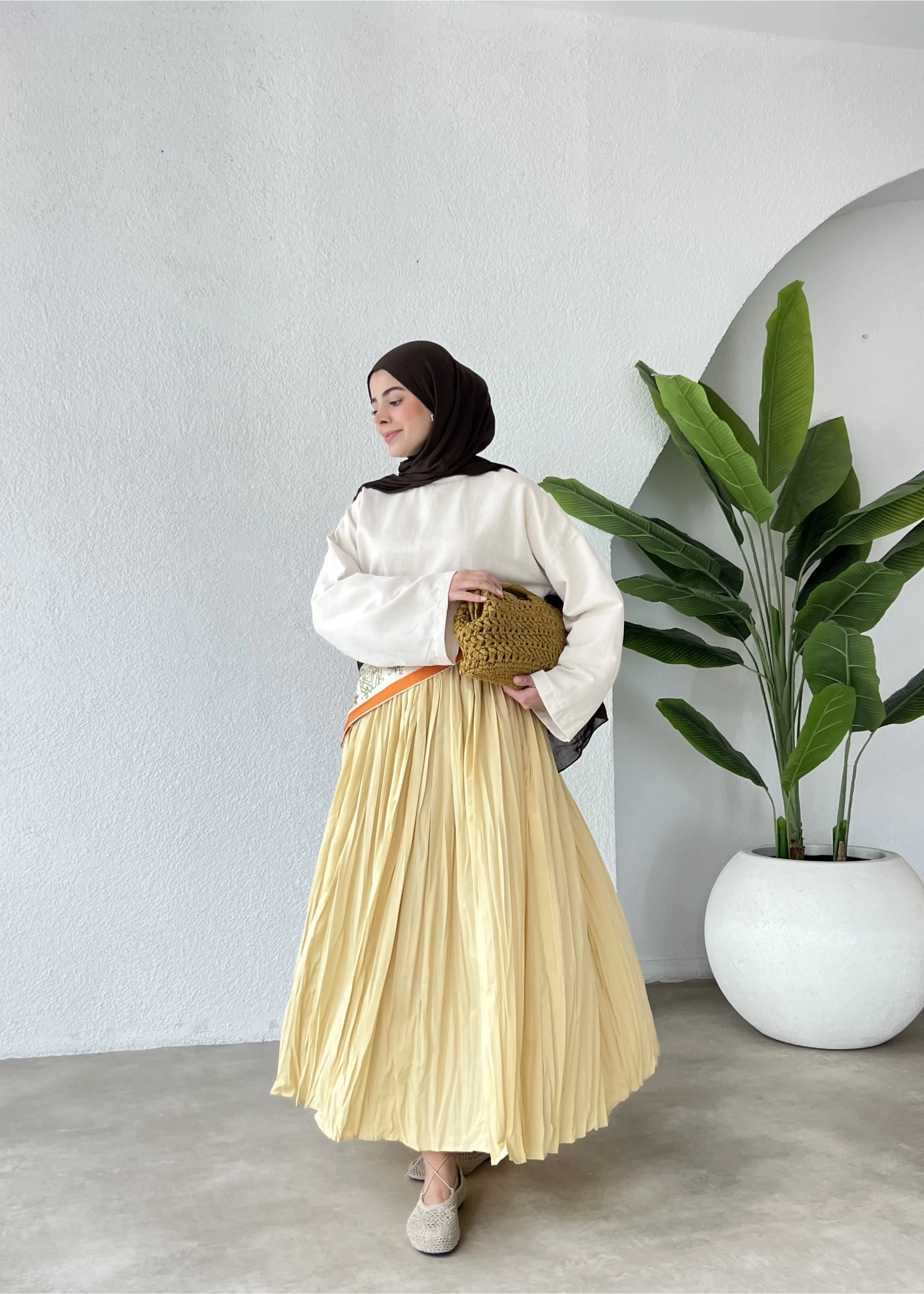 TEREYAĞ SARISI PİLELİ ETEK