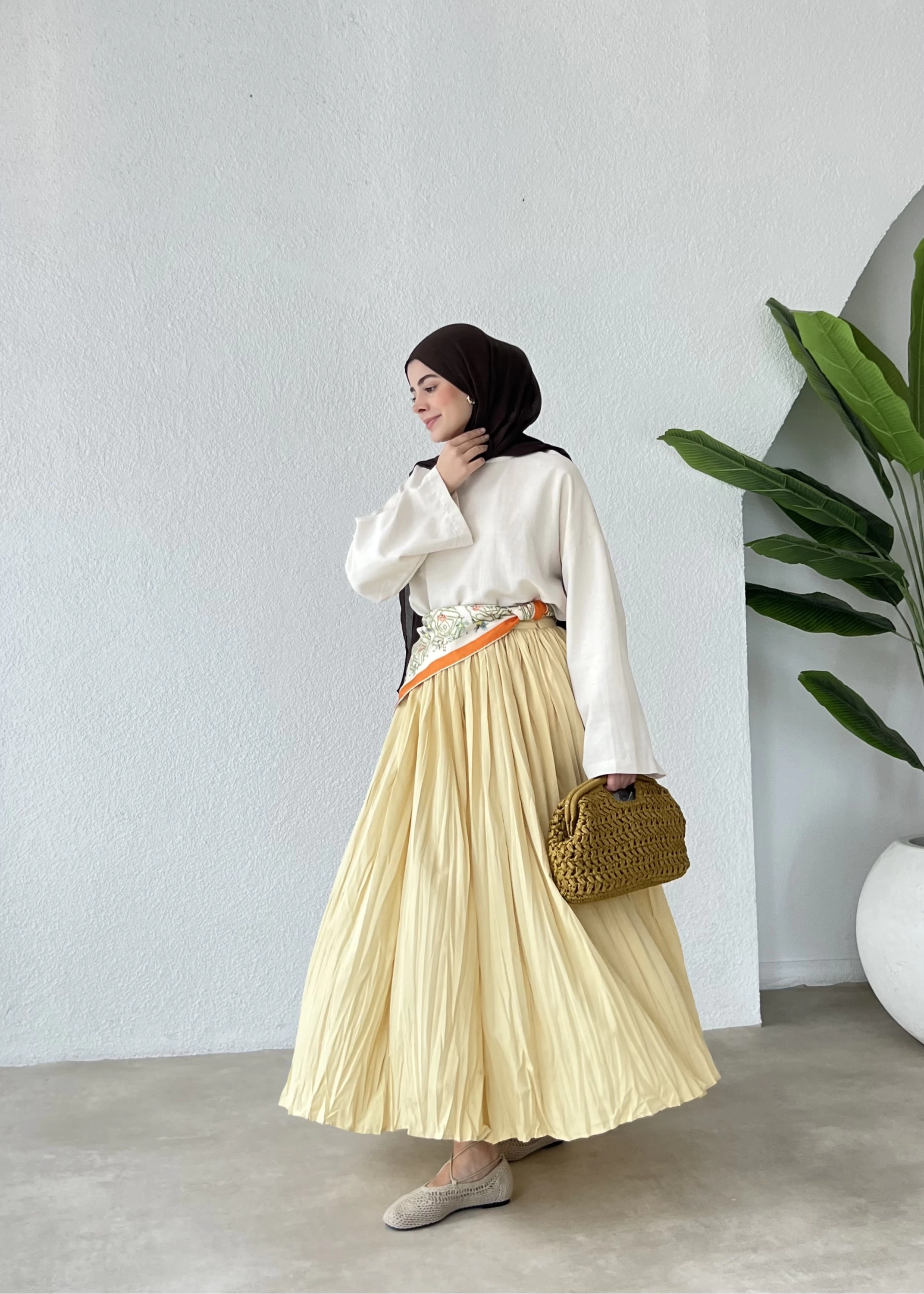 TEREYAĞ SARISI PİLELİ ETEK