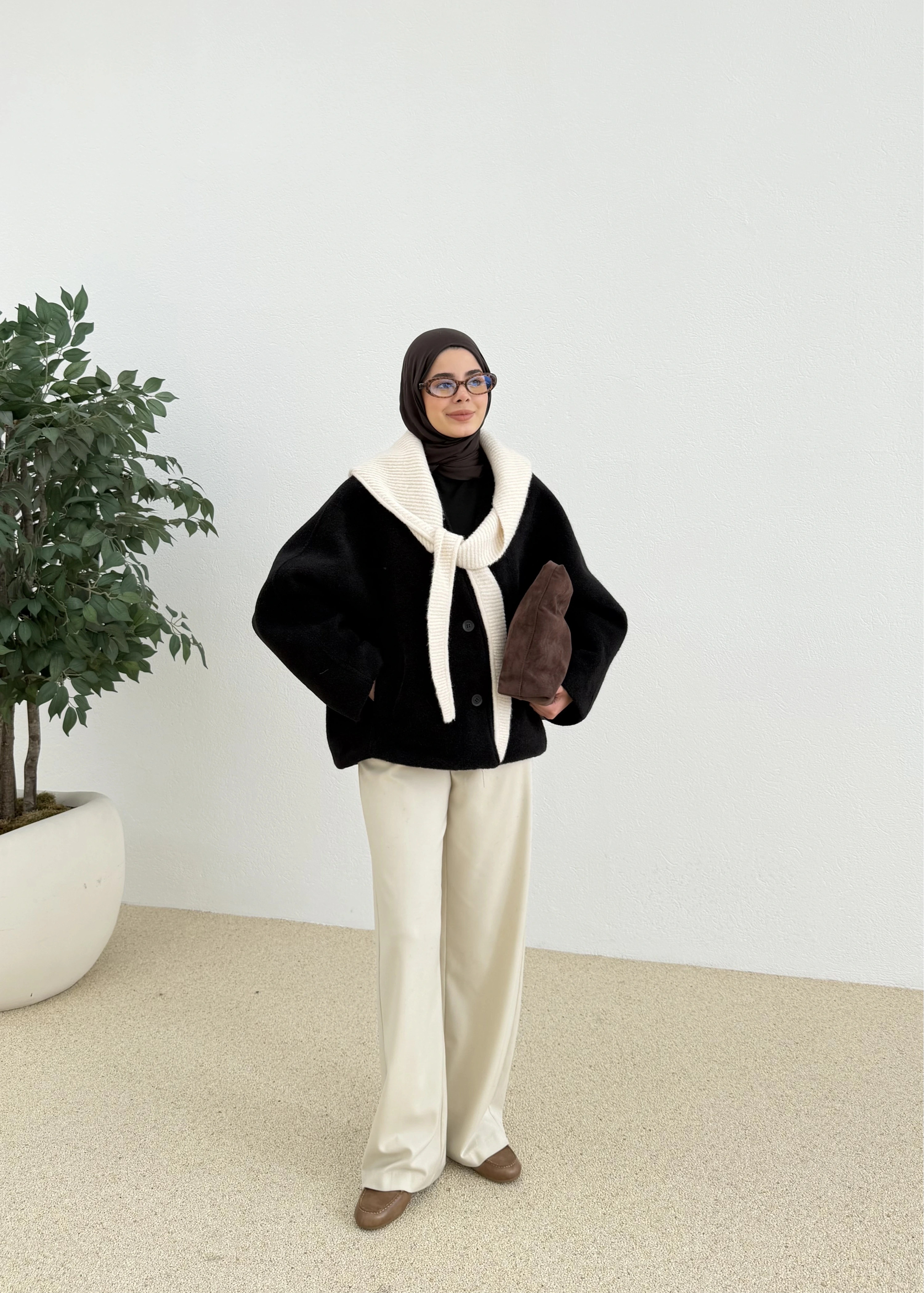 V YAKA PREMİUM KABAN siyah