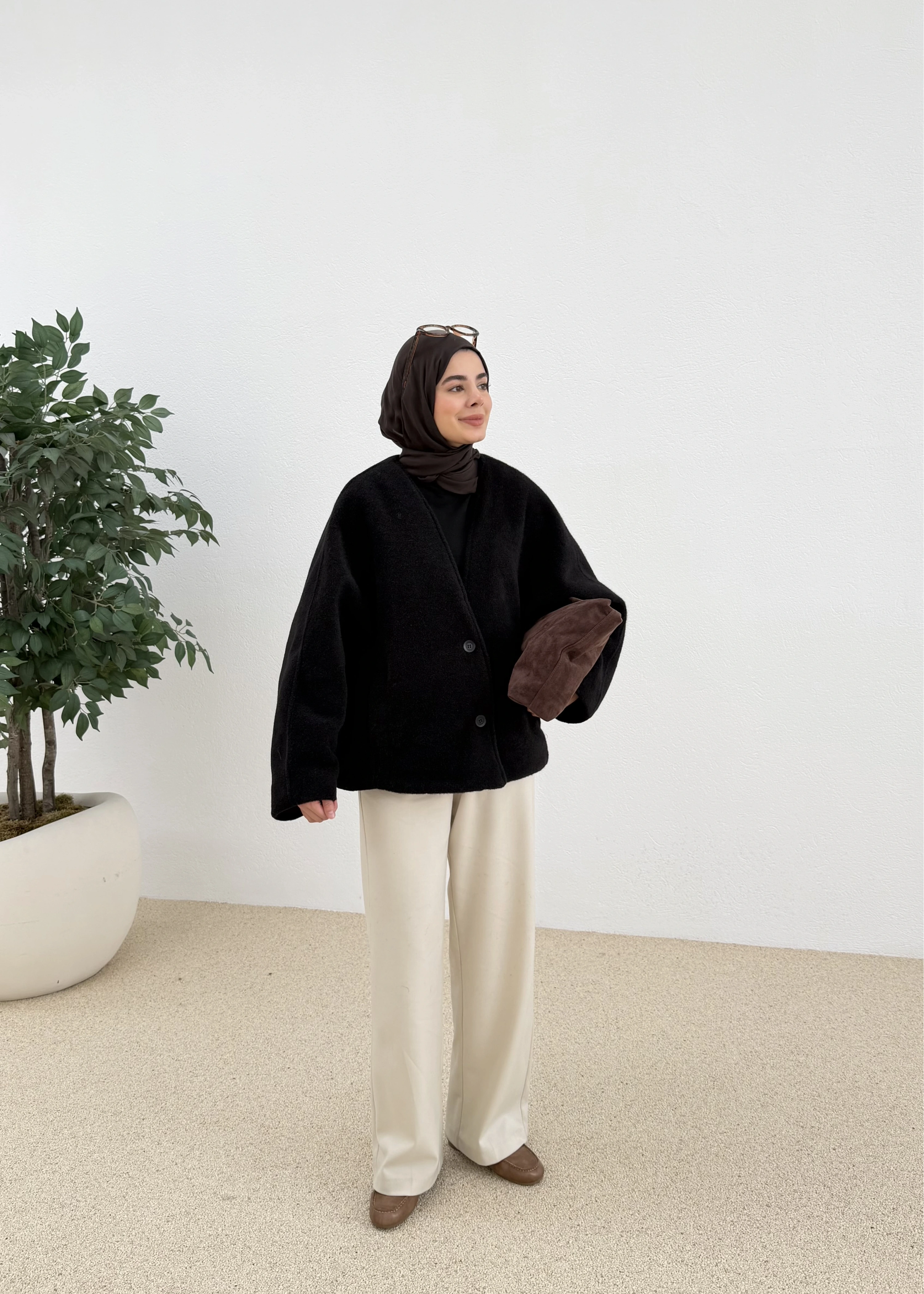 V YAKA PREMİUM KABAN siyah