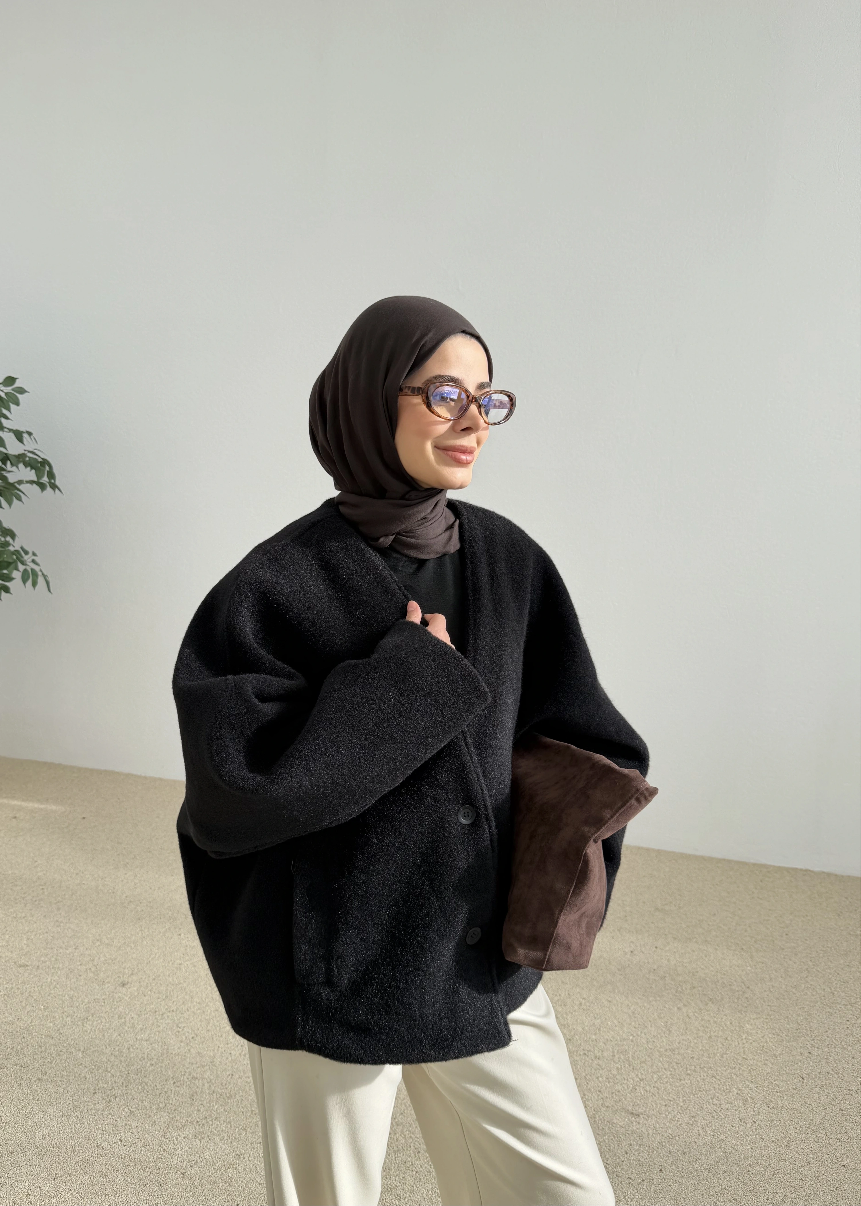 V YAKA PREMİUM KABAN siyah