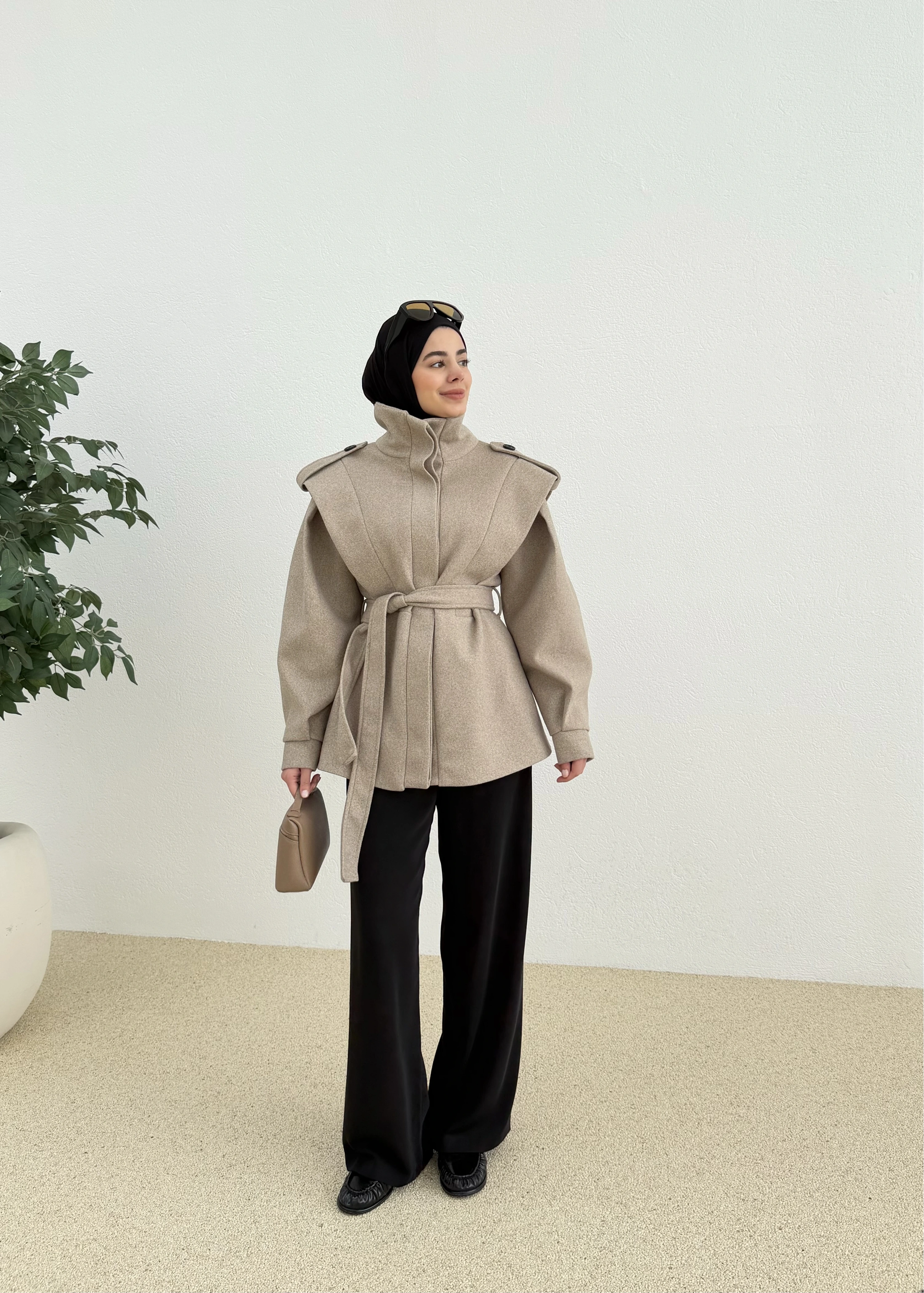 vatka detay kaban sütlü bej