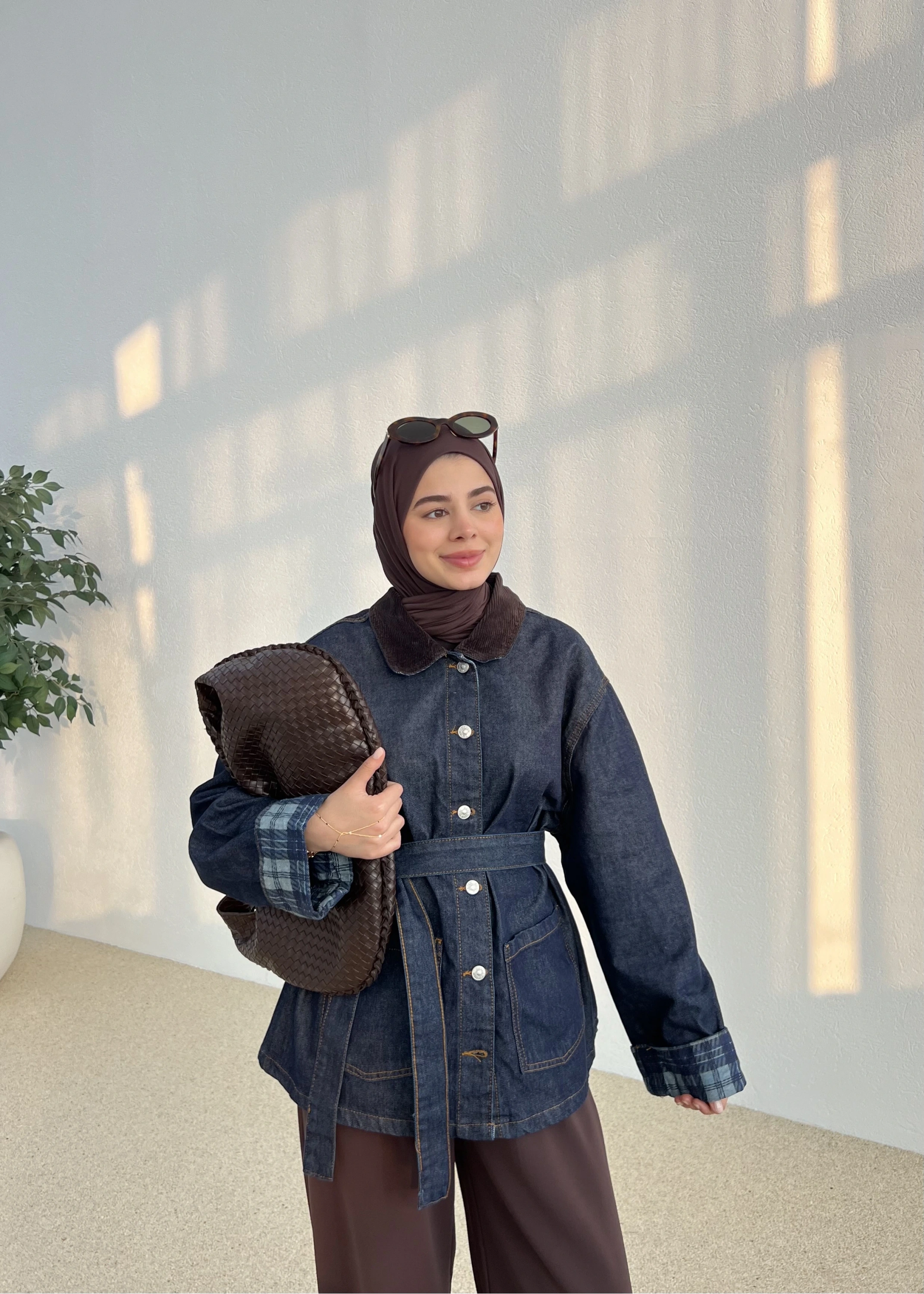 VİNTG KADİFE YAKA KOT CEKET