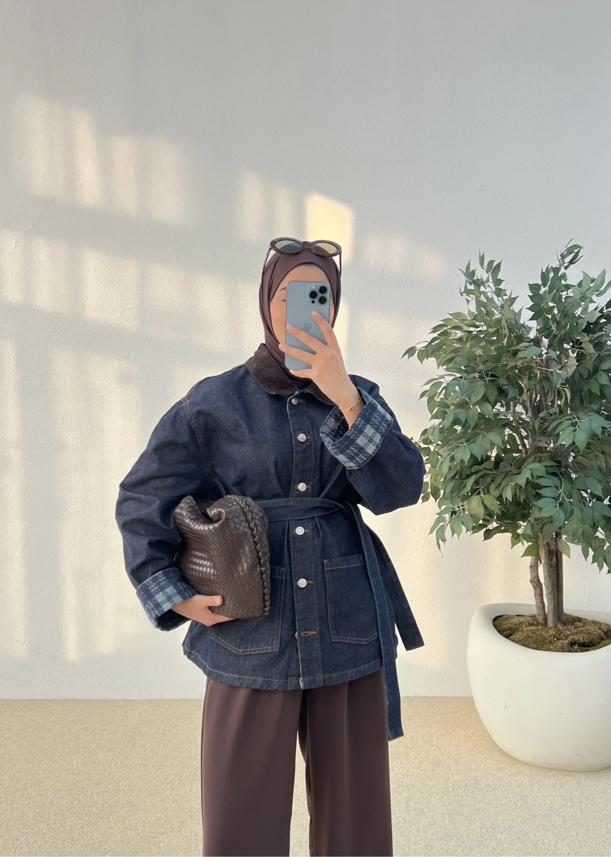 VİNTG KADİFE YAKA KOT CEKET