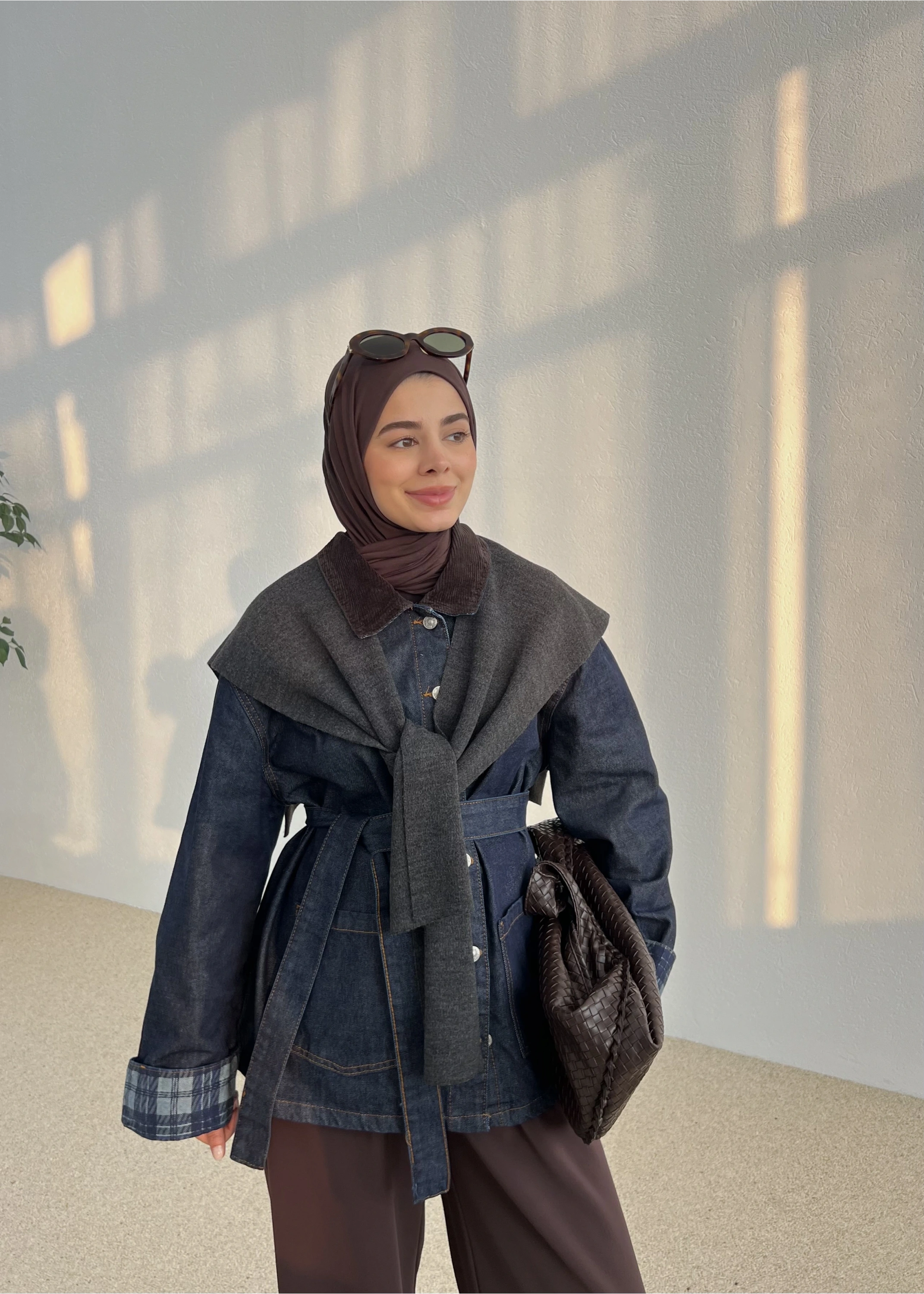 VİNTG KADİFE YAKA KOT CEKET