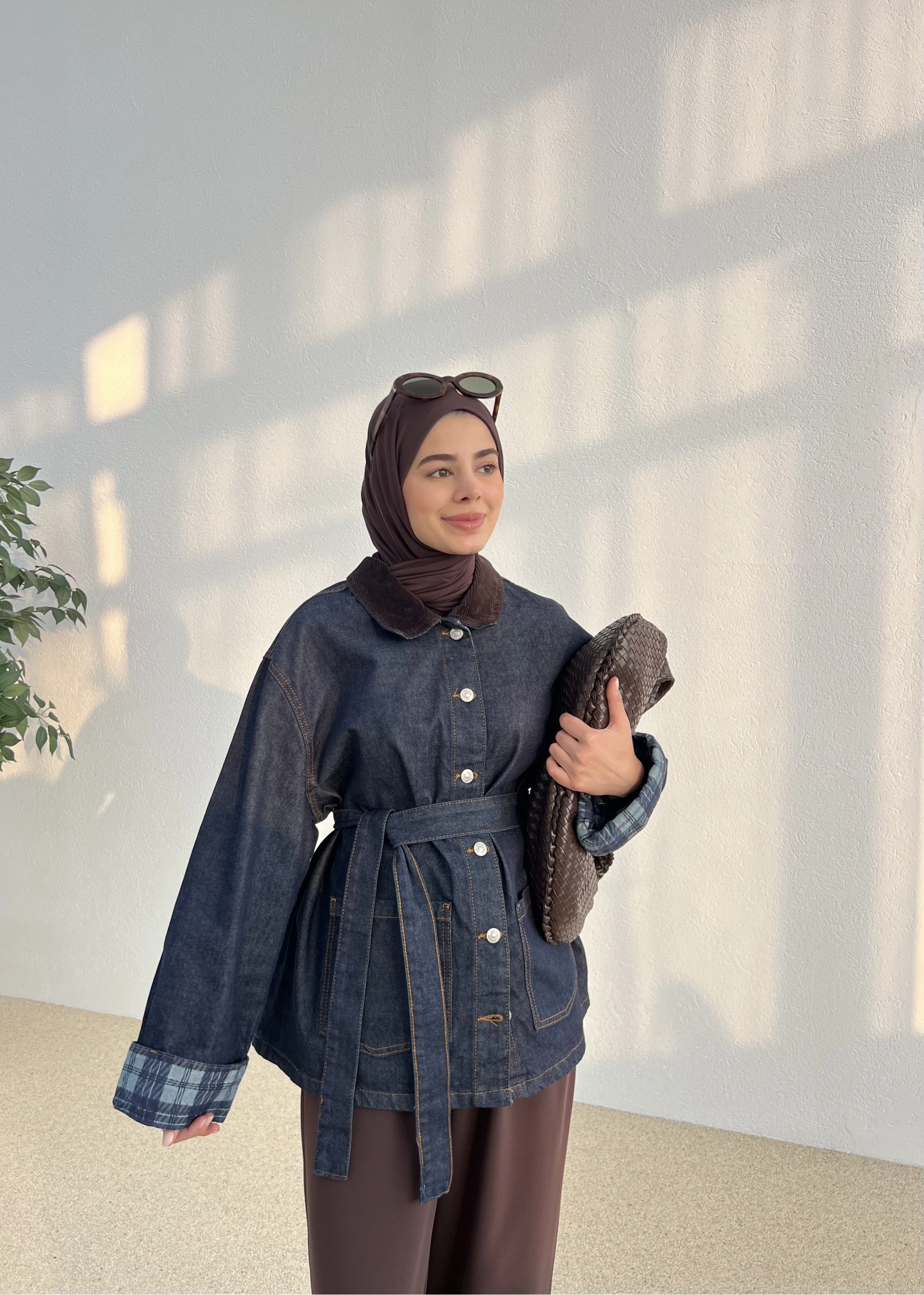 VİNTG KADİFE YAKA KOT CEKET