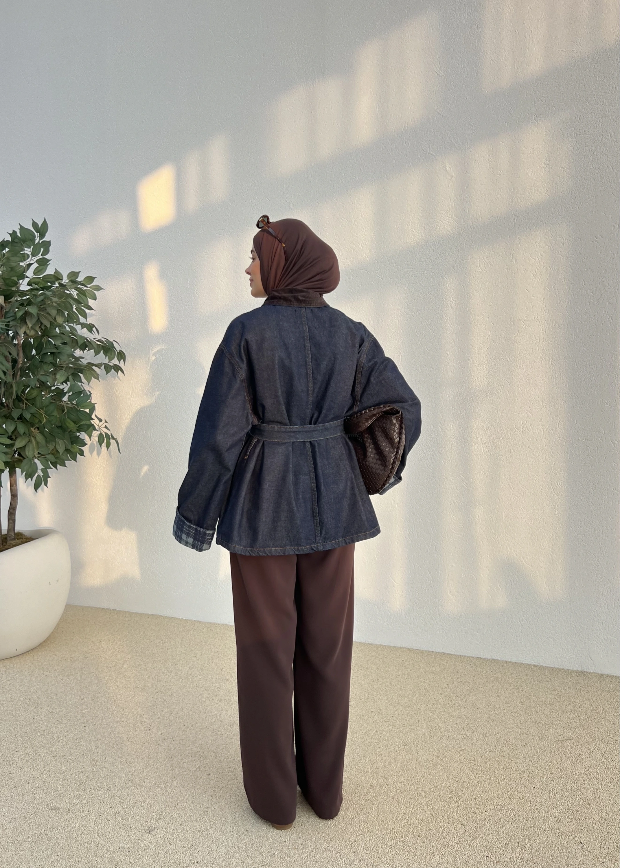 VİNTG KADİFE YAKA KOT CEKET