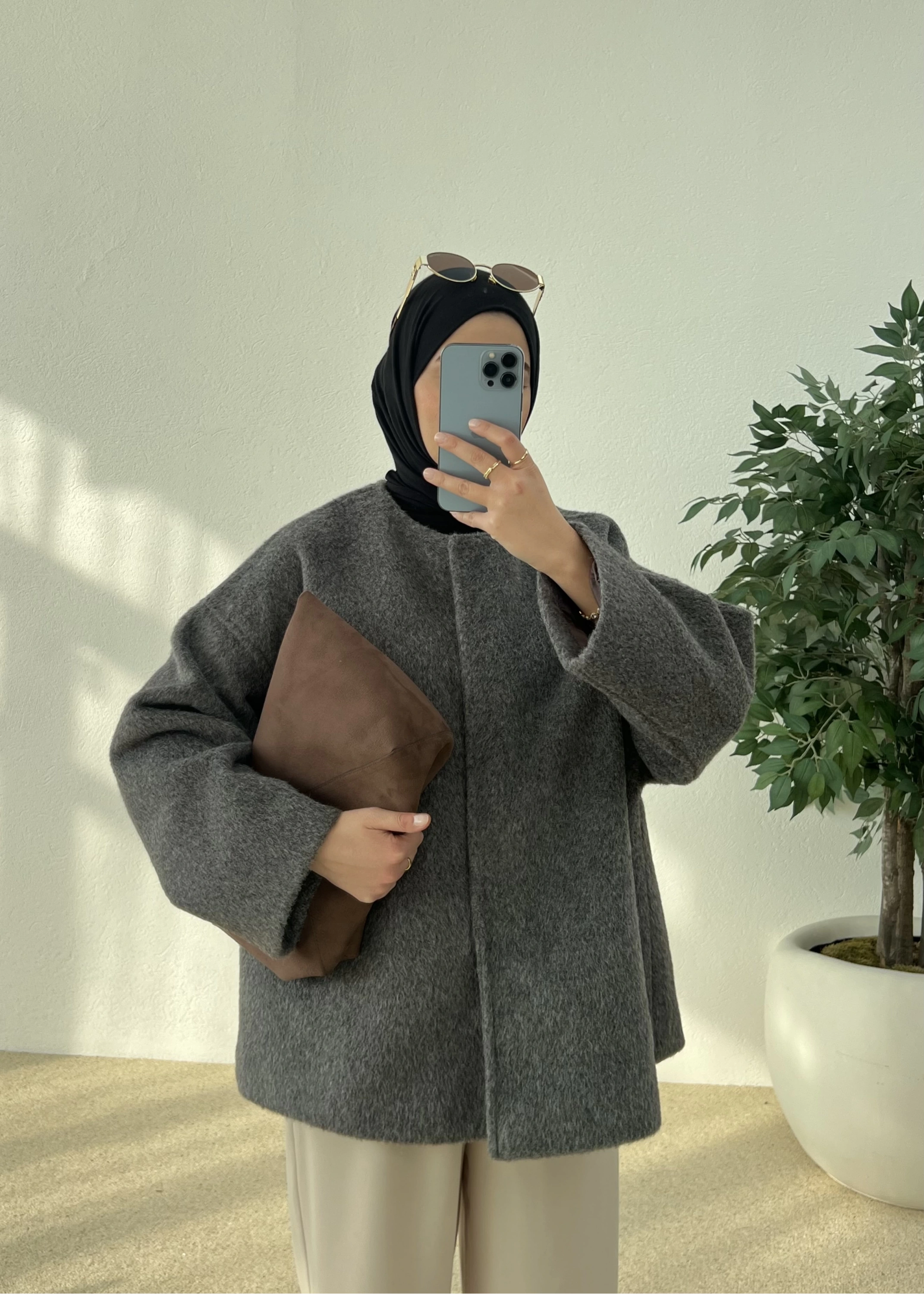 X1 premium oversize kaşe kaban( antrasit )