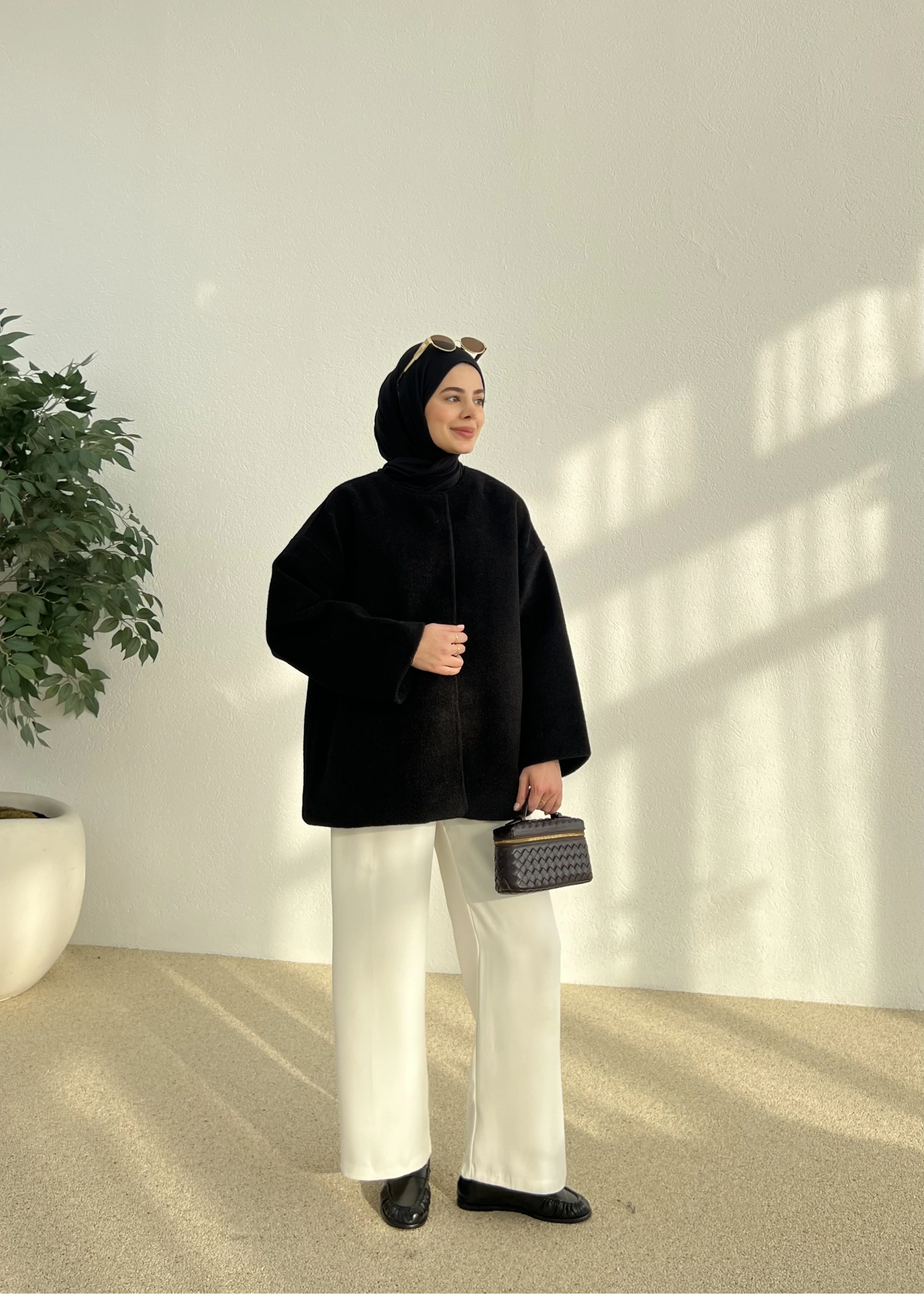X1 premium oversize kaşe kaban( siyah )