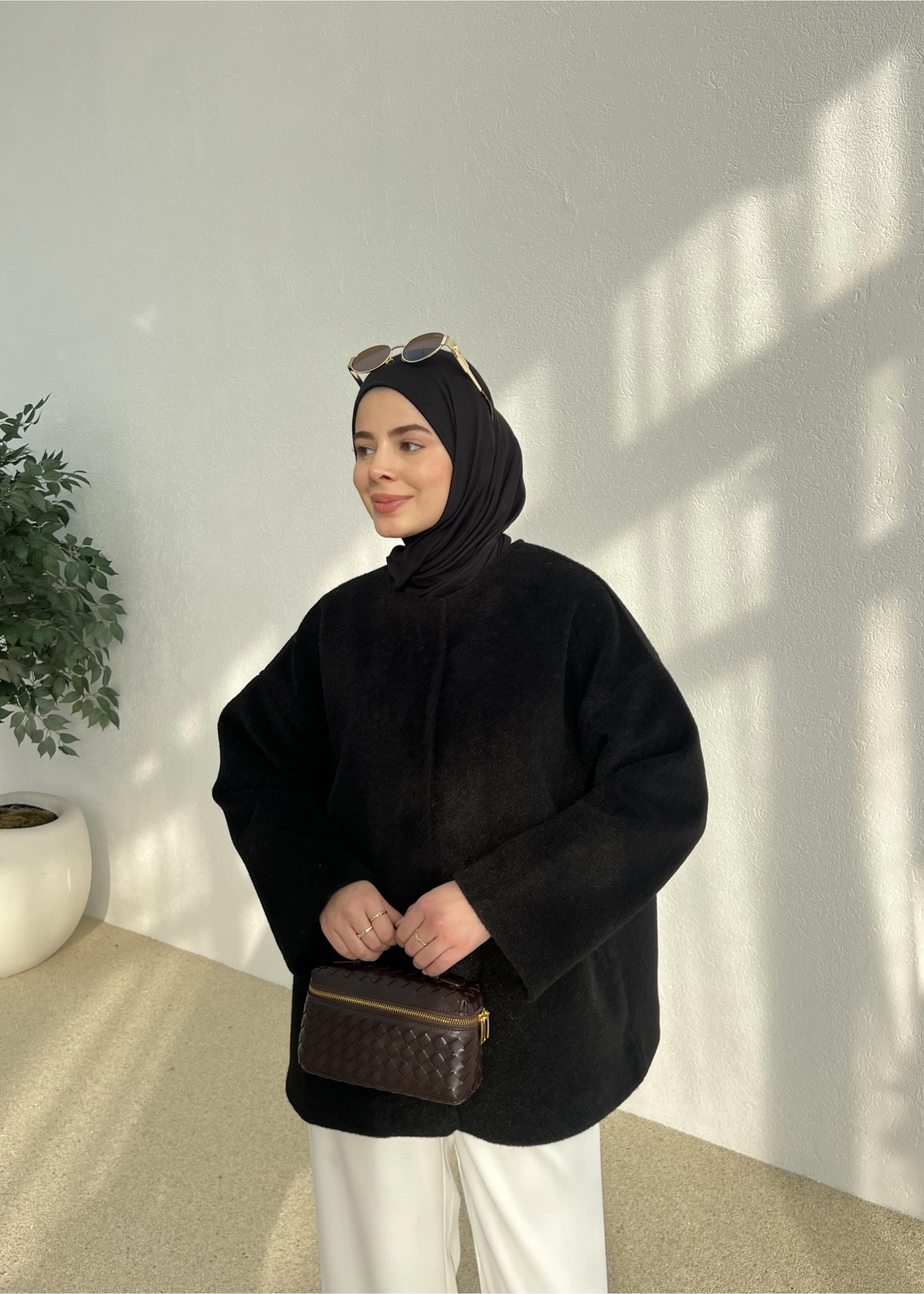 X1 premium oversize kaşe kaban( siyah )