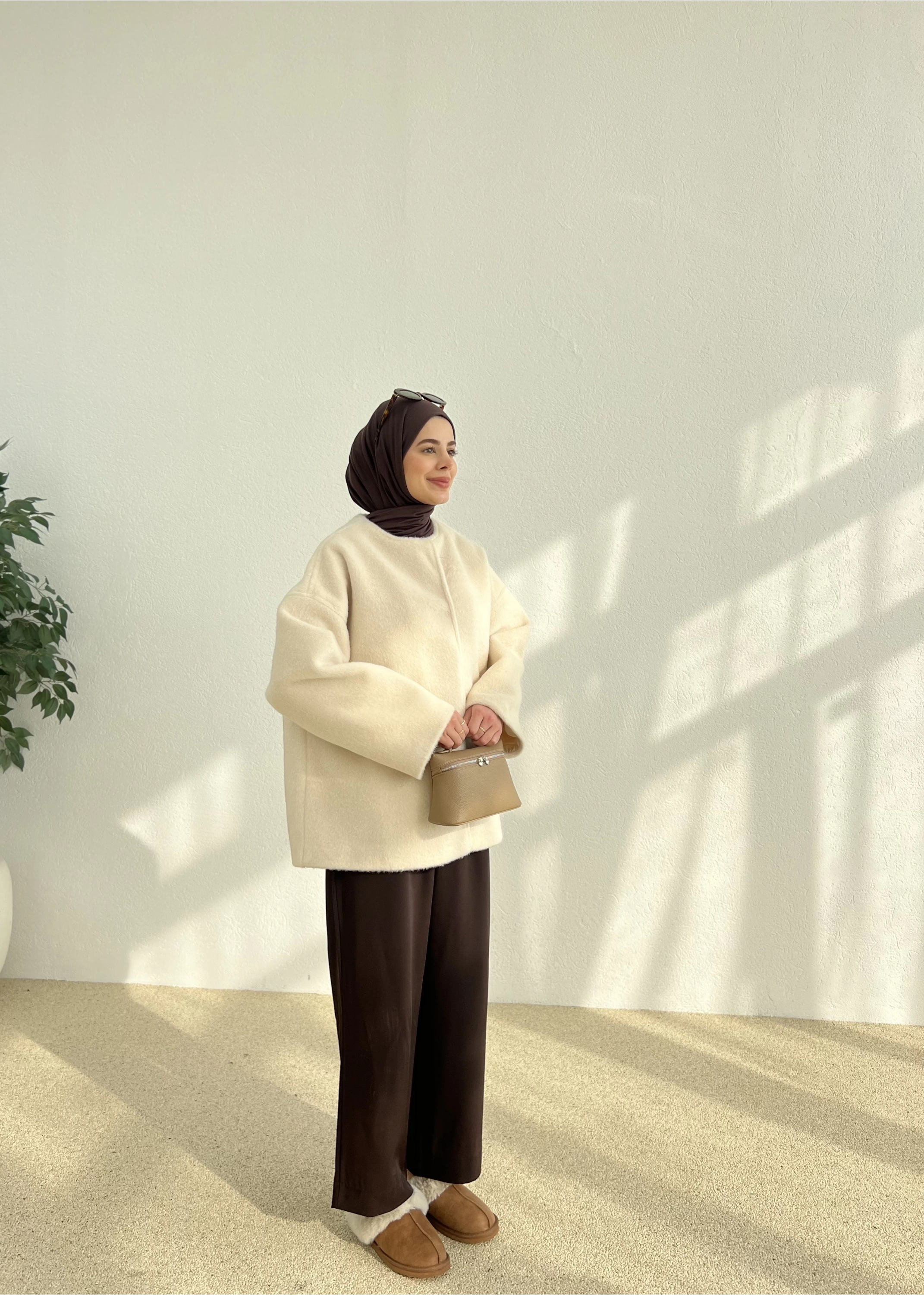 X1 premium oversize kaşe kaban( bej )