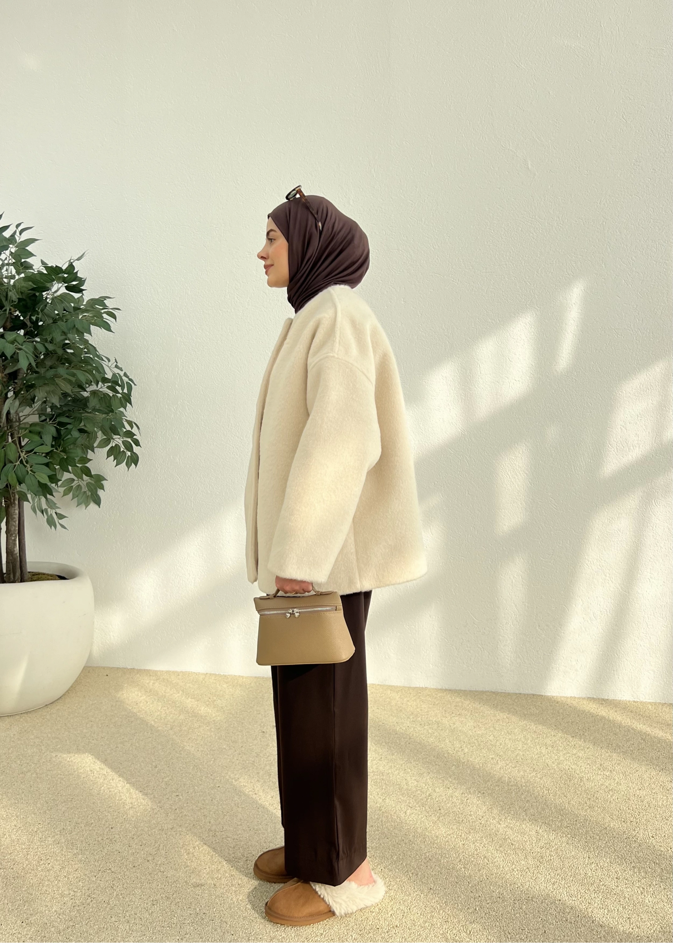 X1 premium oversize kaşe kaban( bej )