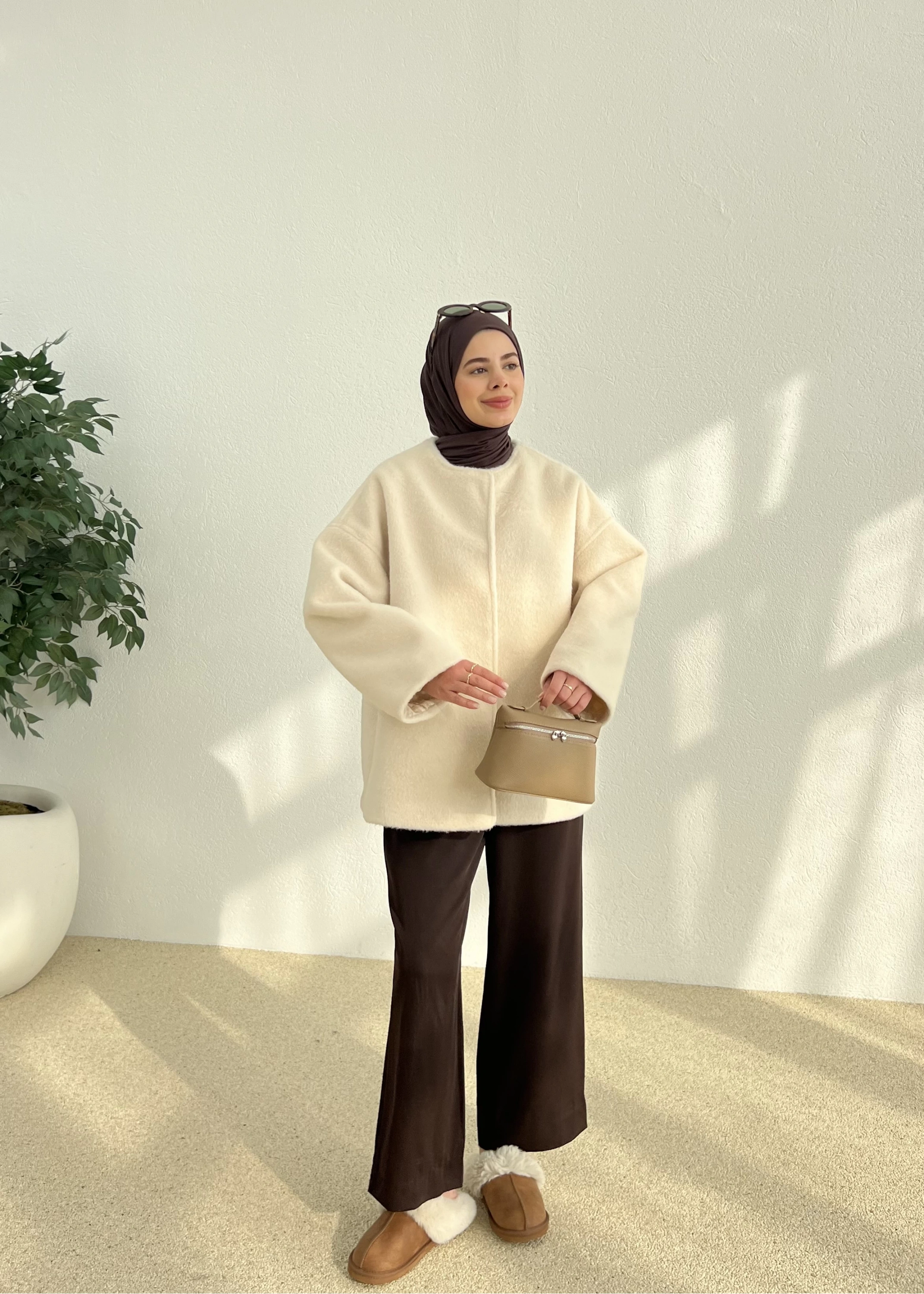 X1 premium oversize kaşe kaban( bej )