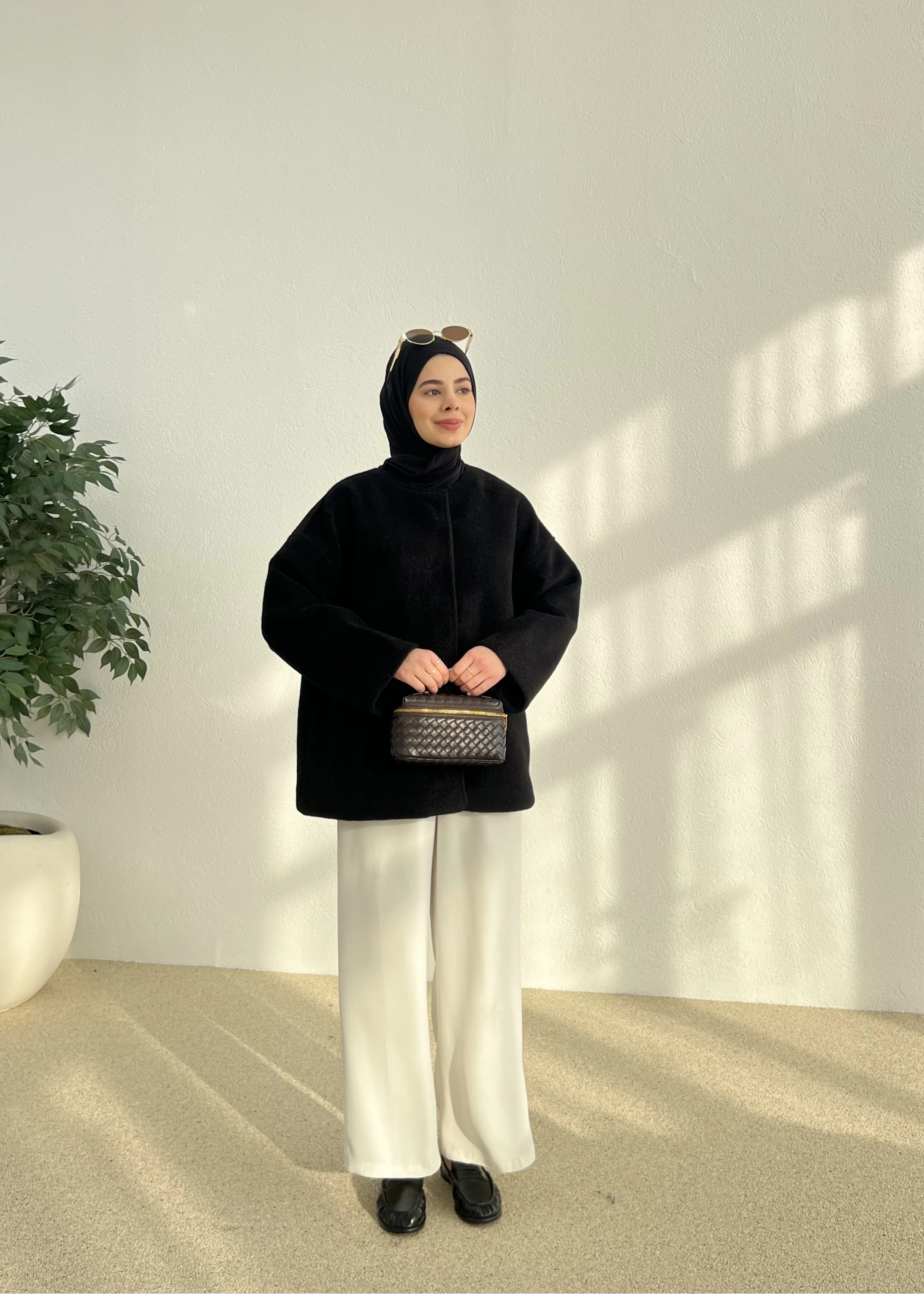 X1 premium oversize kaşe kaban( siyah )