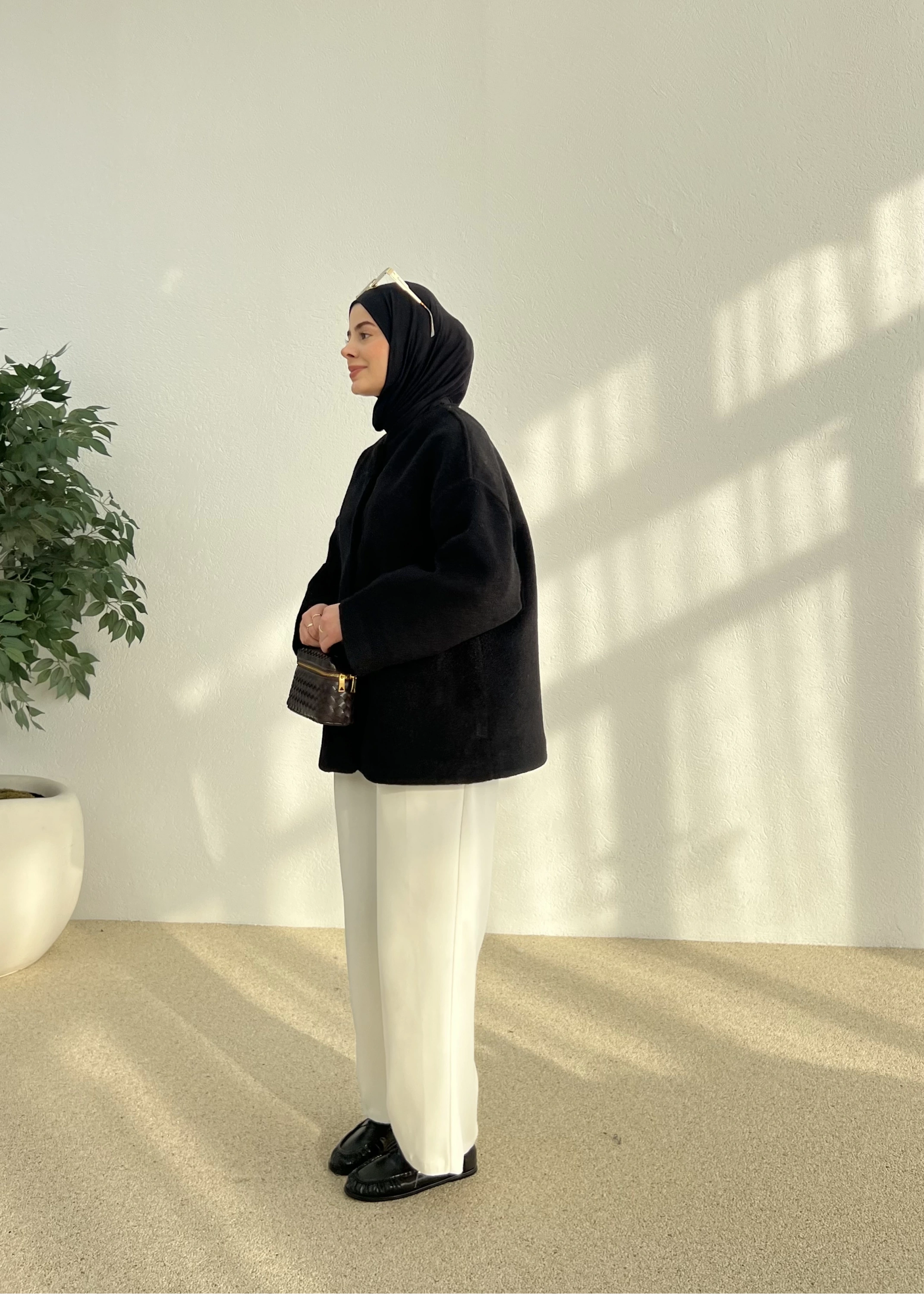 X1 premium oversize kaşe kaban( siyah )