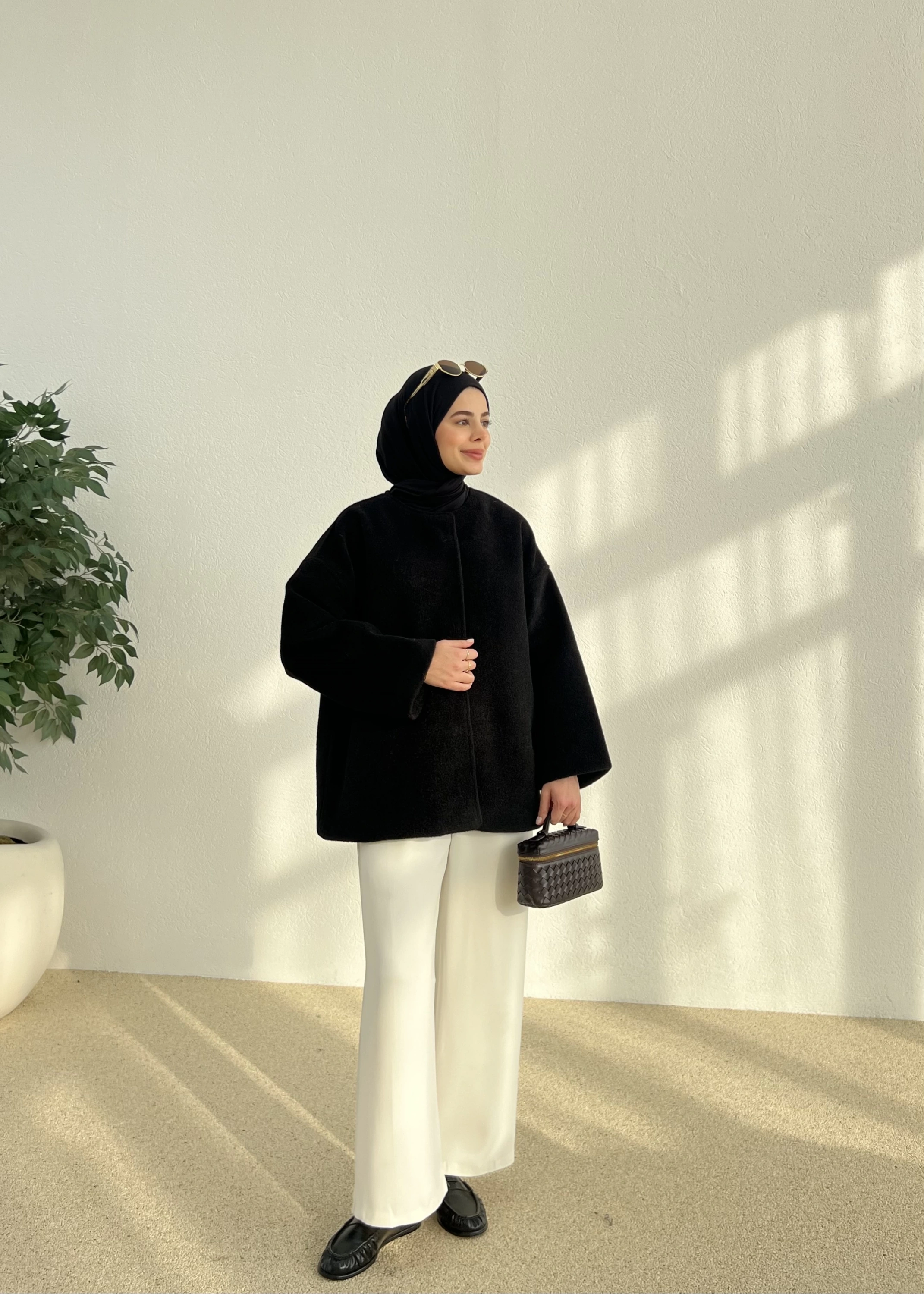 X1 premium oversize kaşe kaban( siyah )