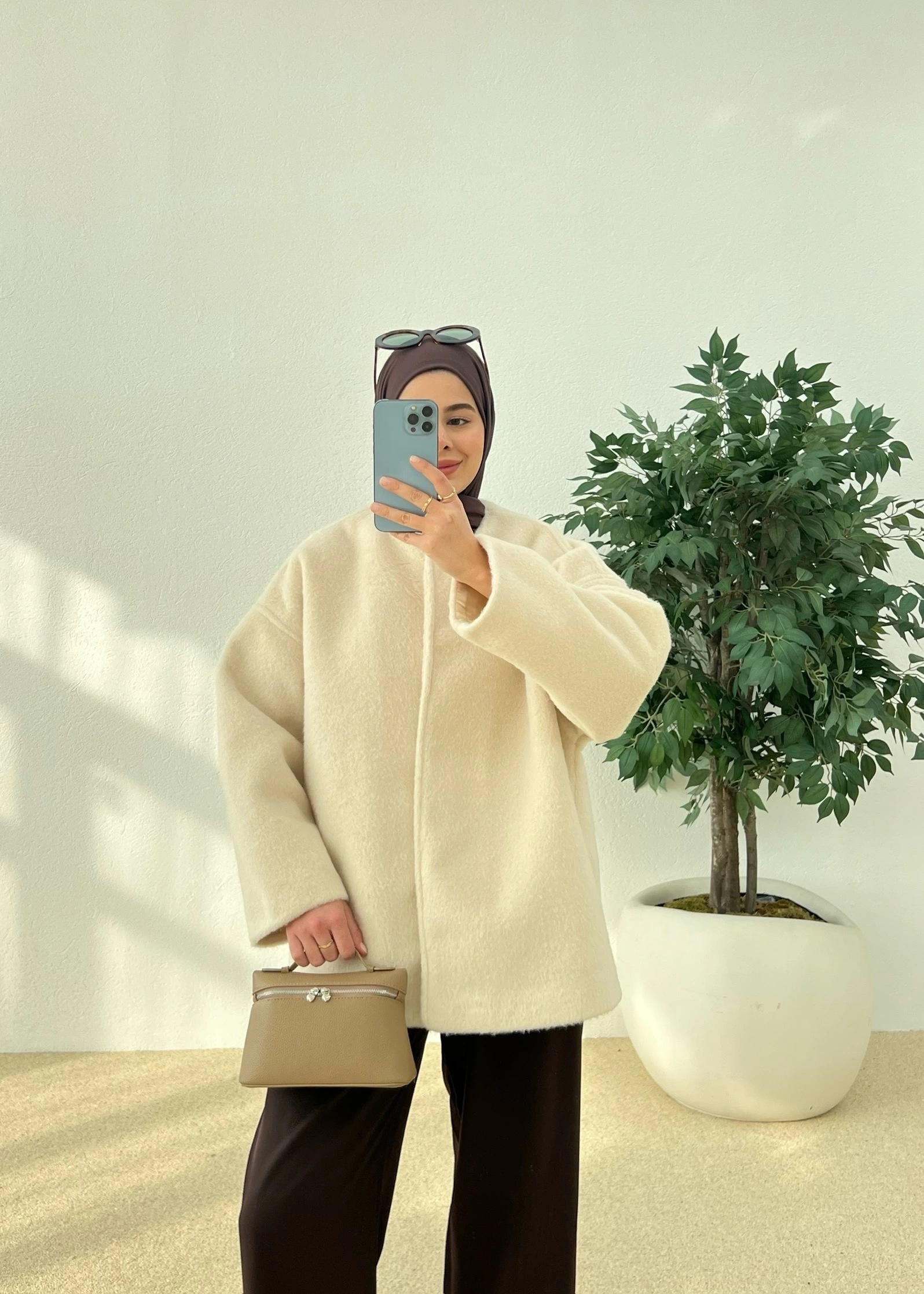 X1 premium oversize kaşe kaban( bej )