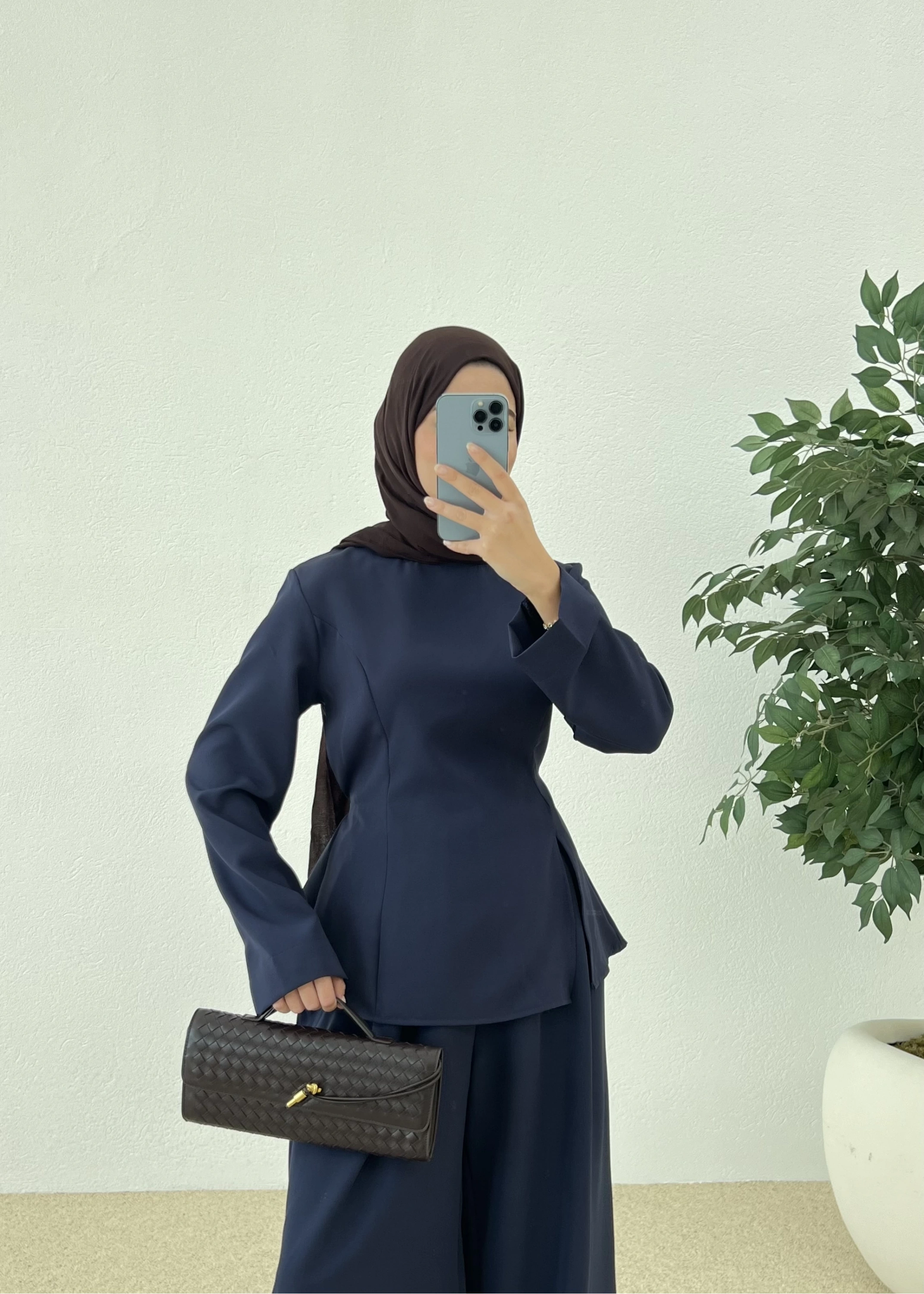 Yırtmaçlı pantolon takım lacivert