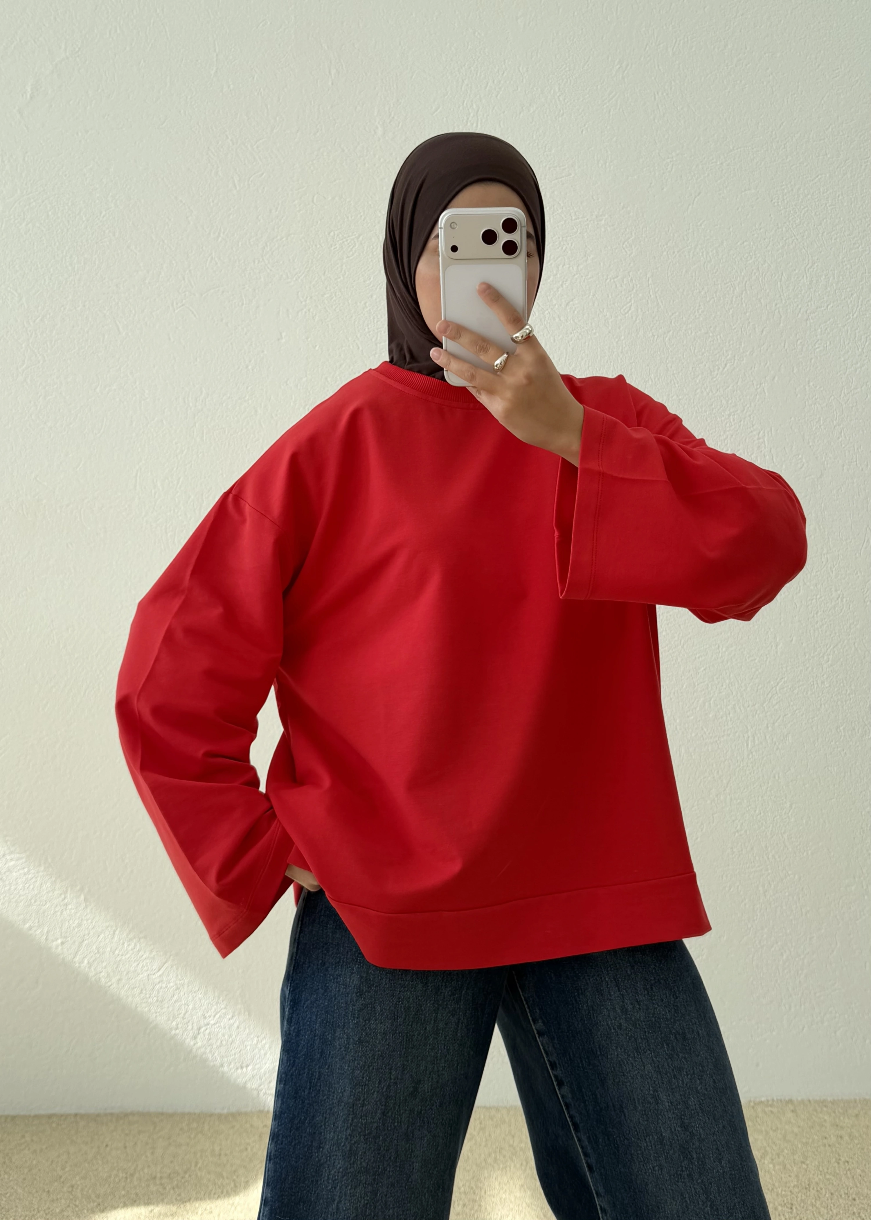YIRTMAÇLI PREMİUM SWEAT KIRMIZI