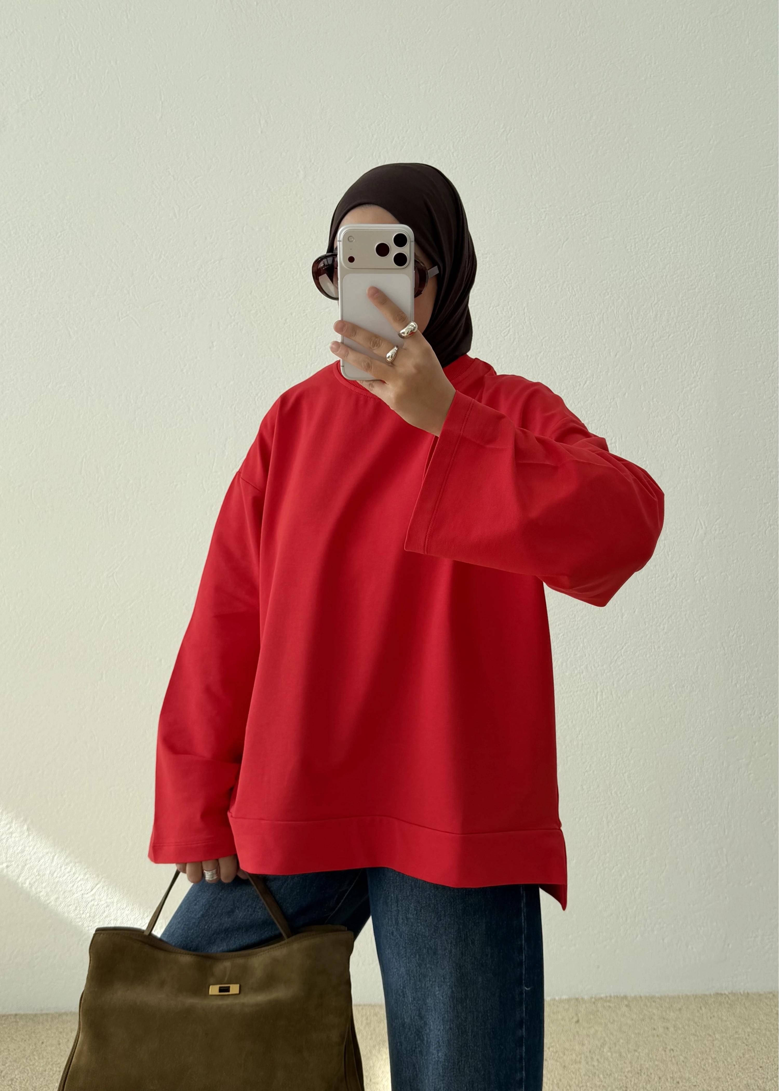 YIRTMAÇLI PREMİUM SWEAT KIRMIZI