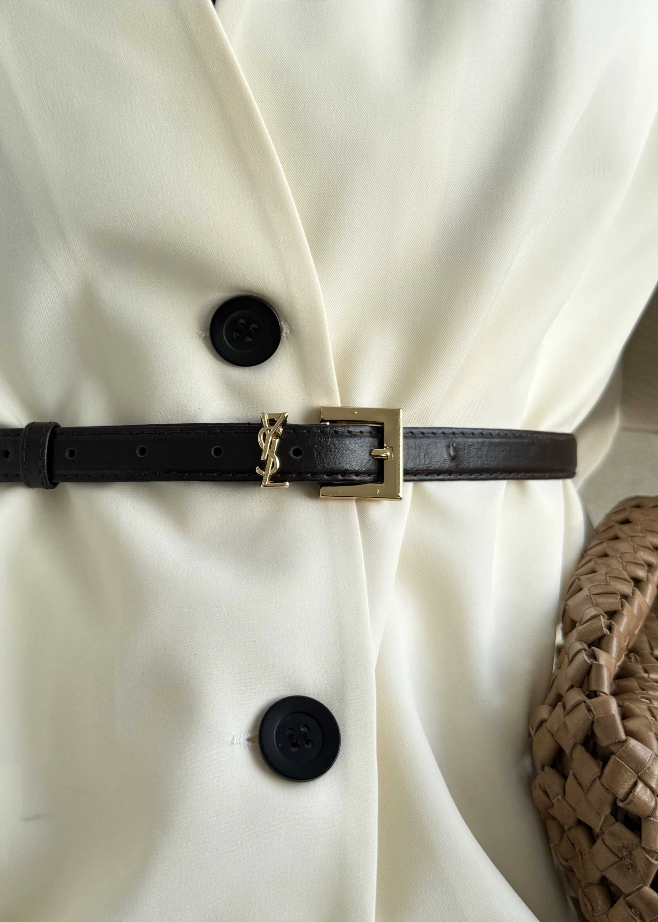 YSL DERİ KEMER kahve